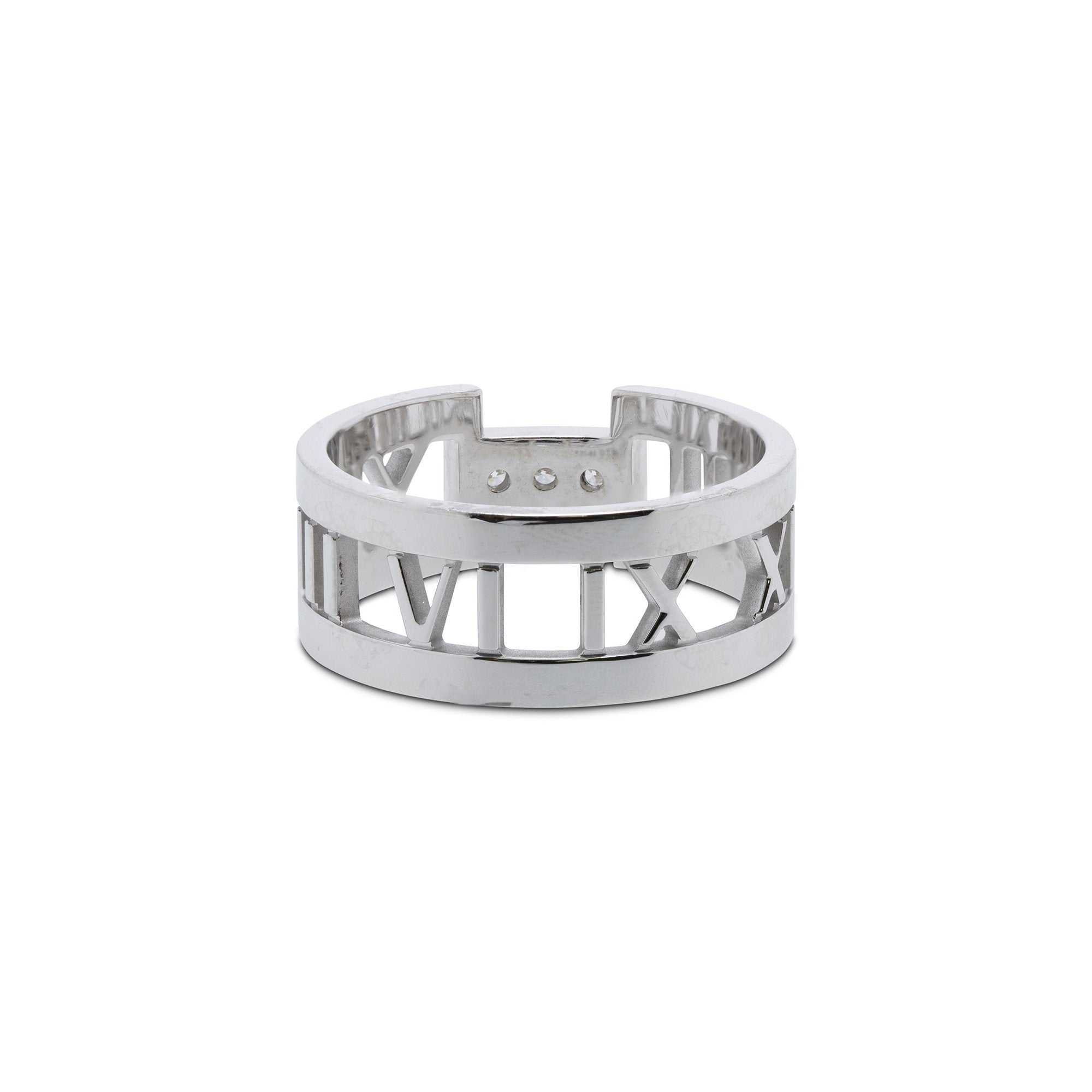 Tiffany & Co. 18k White Gold Wide Atlas Open Ring with Diamonds