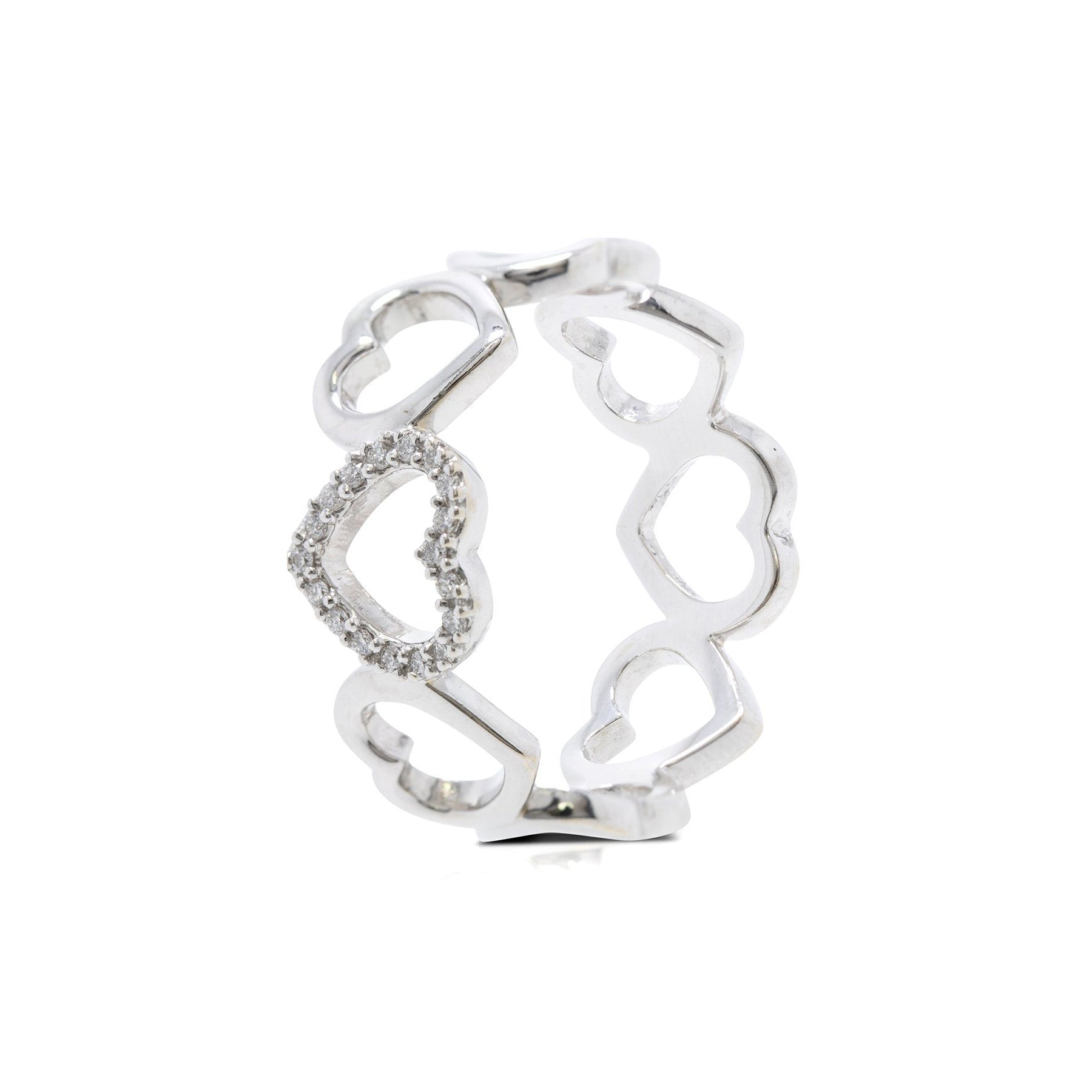 Tiffany & Co. 18k White Gold and Diamond Metro Open Heart Ring