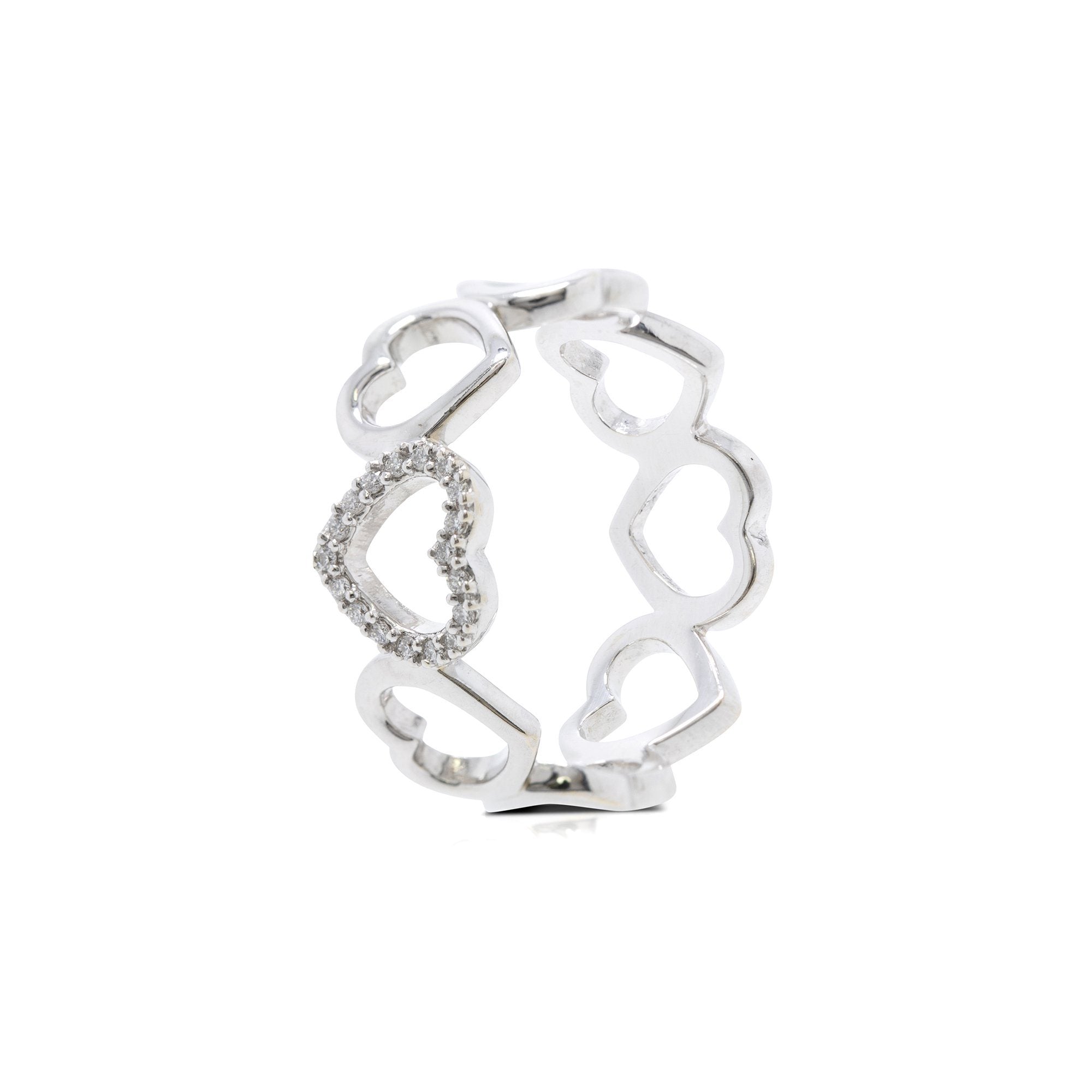 Tiffany & Co. 18k White Gold and Diamond Metro Open Heart Ring