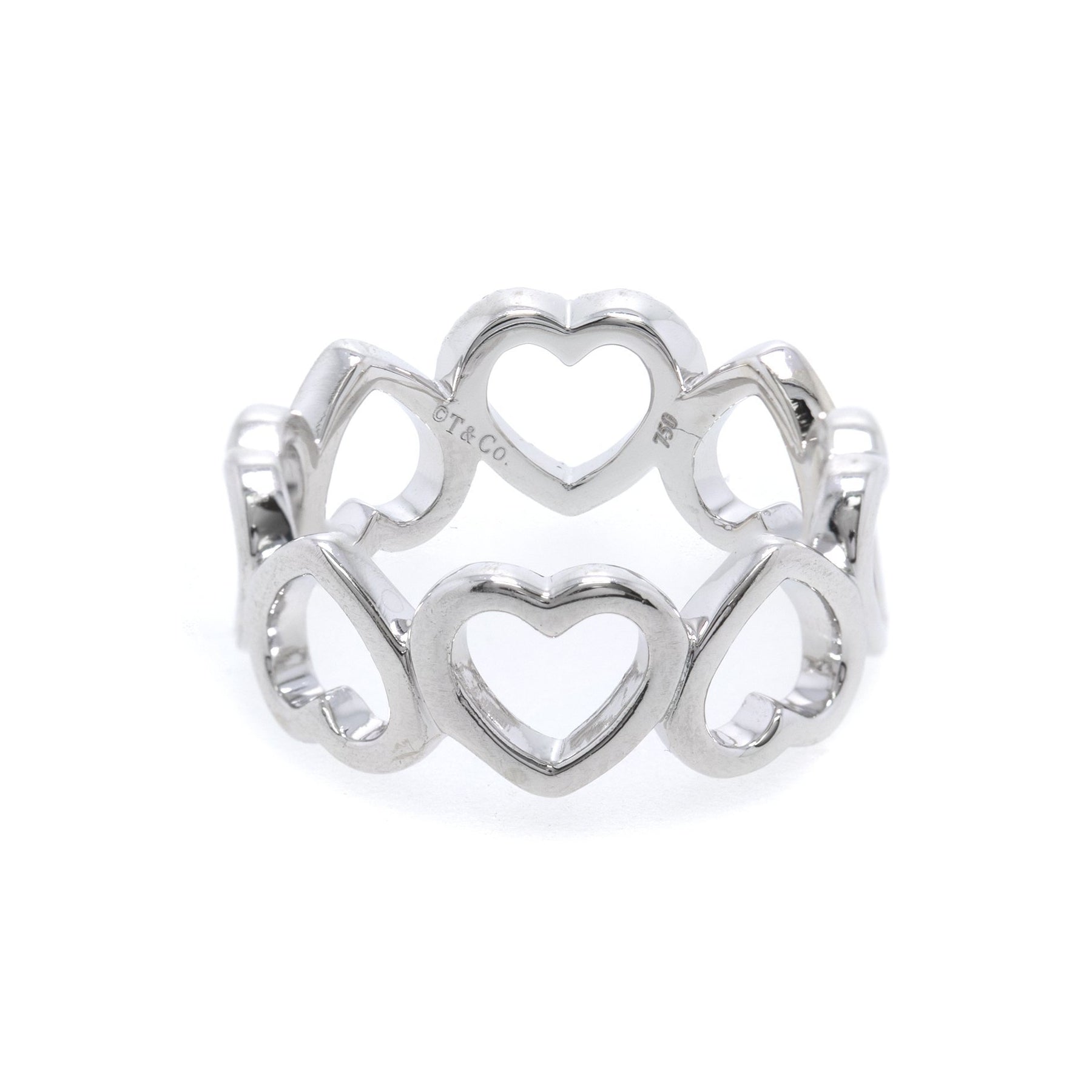 Tiffany & Co. 18k White Gold and Diamond Metro Open Heart Ring
