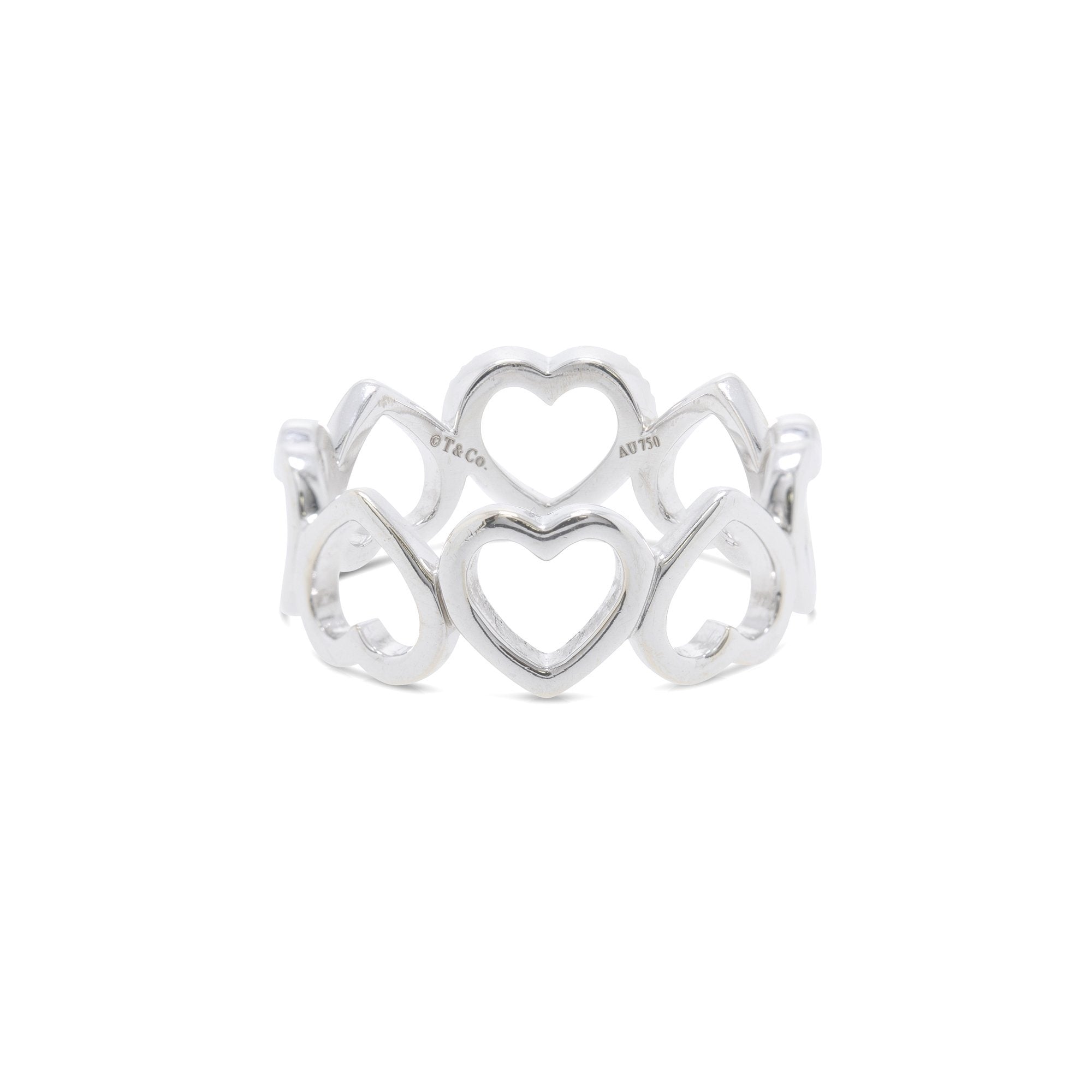 Tiffany & Co. 18k White Gold and Diamond Metro Open Heart Ring