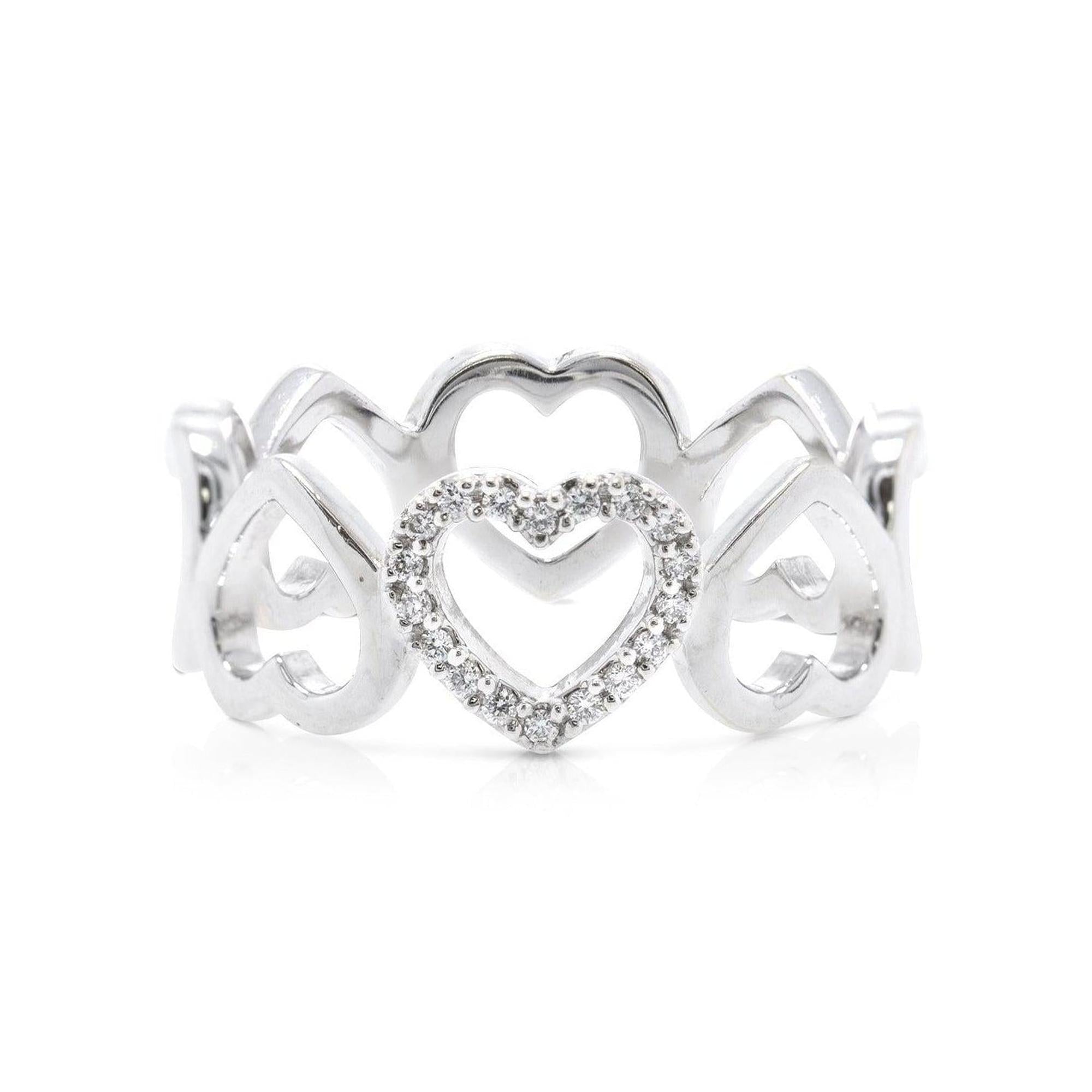 Tiffany & Co. 18k White Gold and Diamond Metro Open Heart Ring