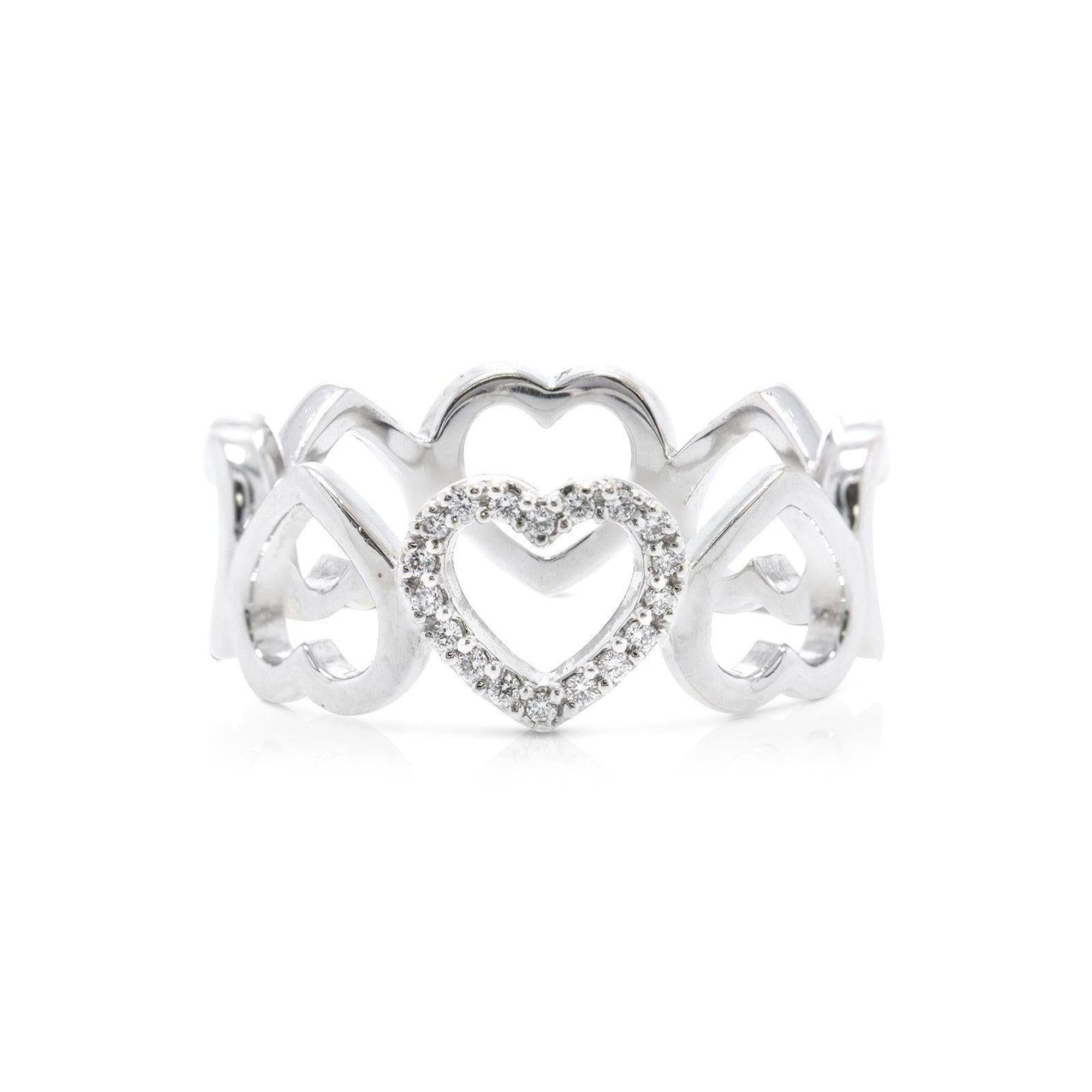 Tiffany & Co. 18k White Gold and Diamond Metro Open Heart Ring