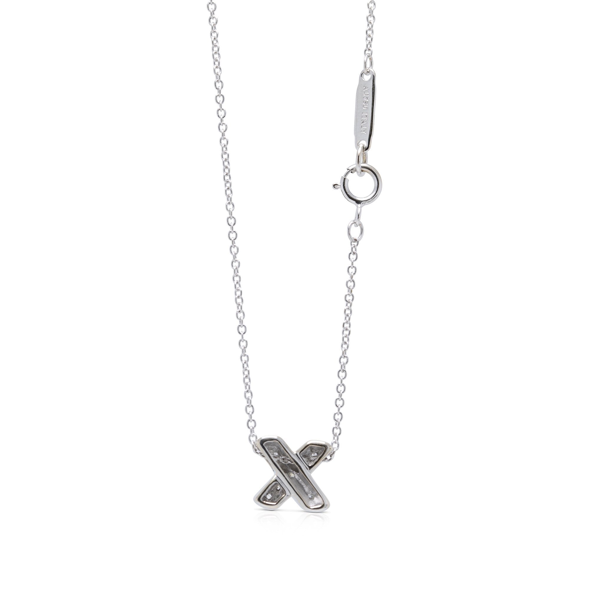 Tiffany & Co. 18k White Gold and Diamond "X" Pendant Necklace