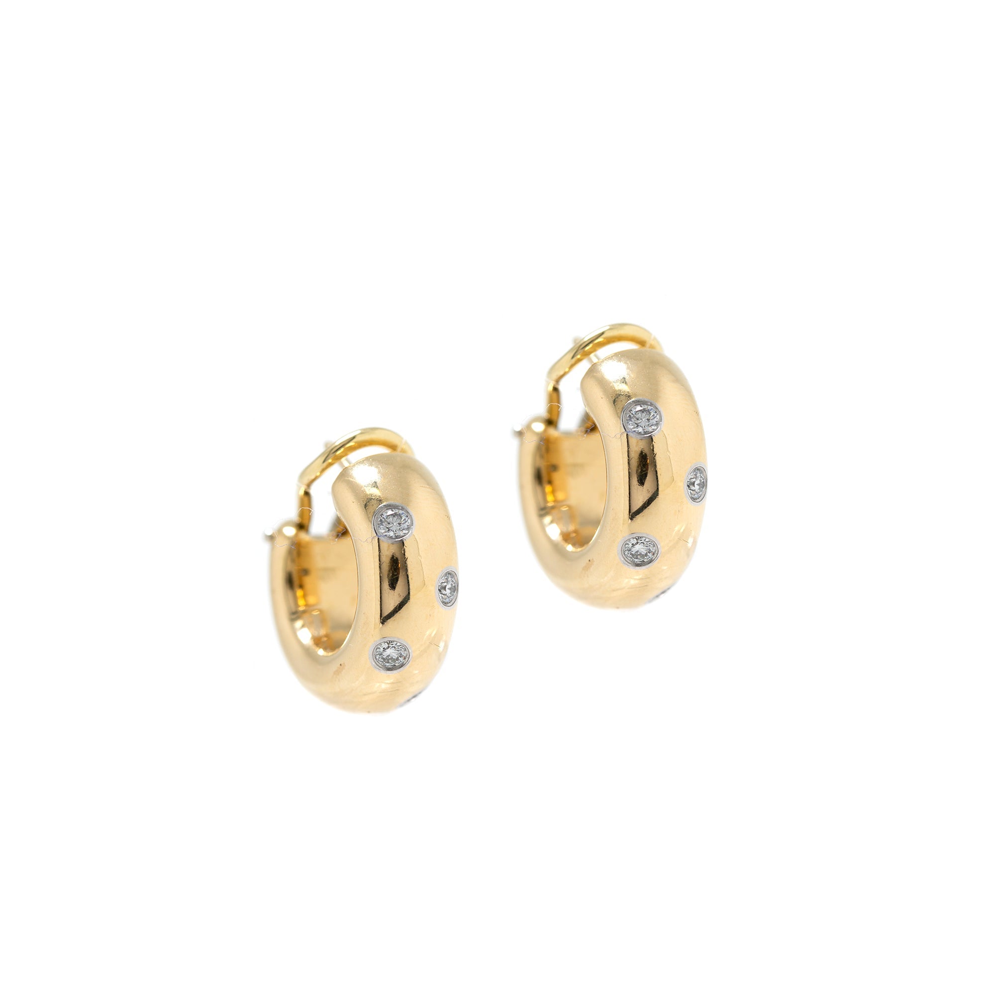 Tiffany & Co. 18k Yellow Gold & Platinum Diamond Etoile Hoop Earrings