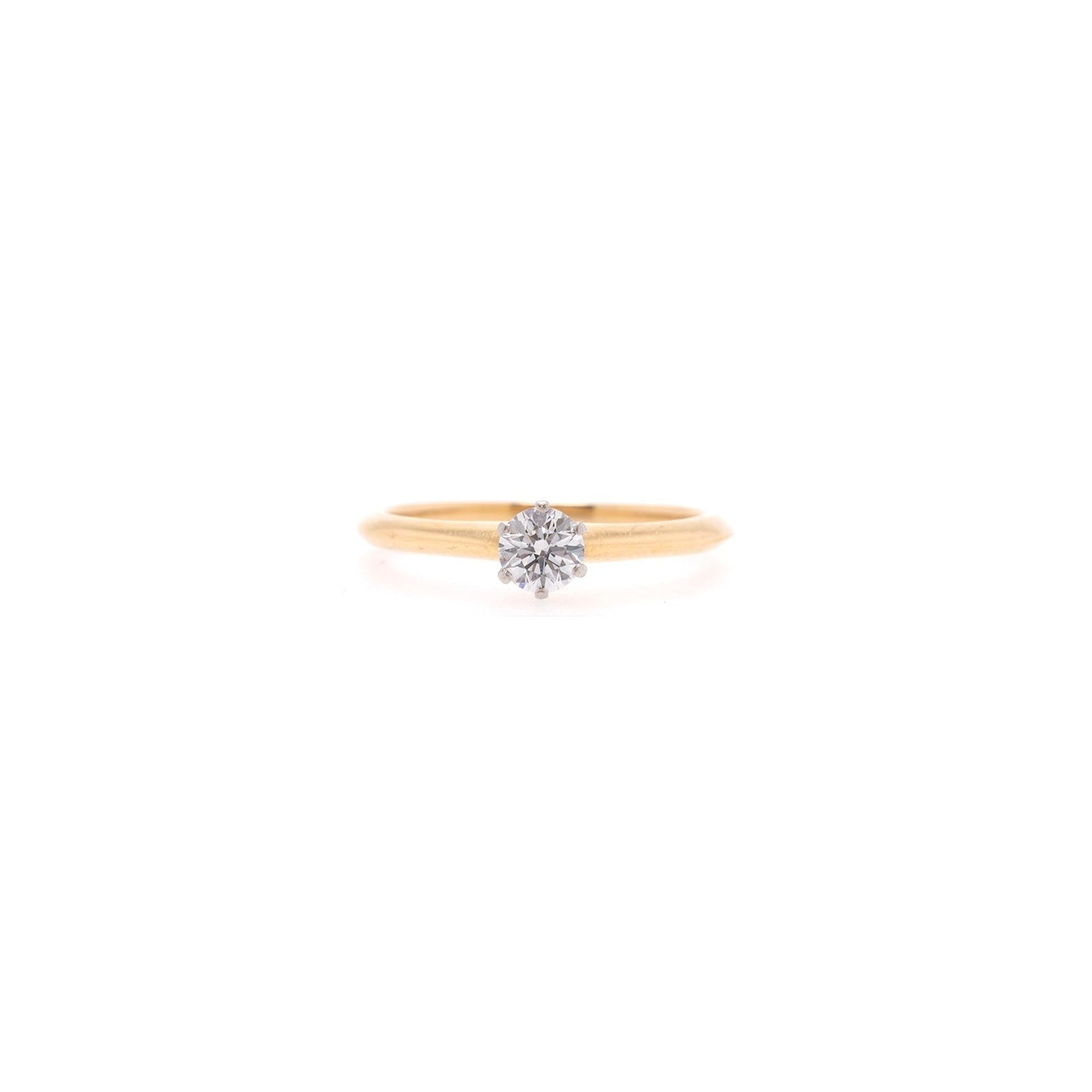 Tiffany & Co. 18k Yellow Gold Solitaire Diamond Engagement Ring w/ Box