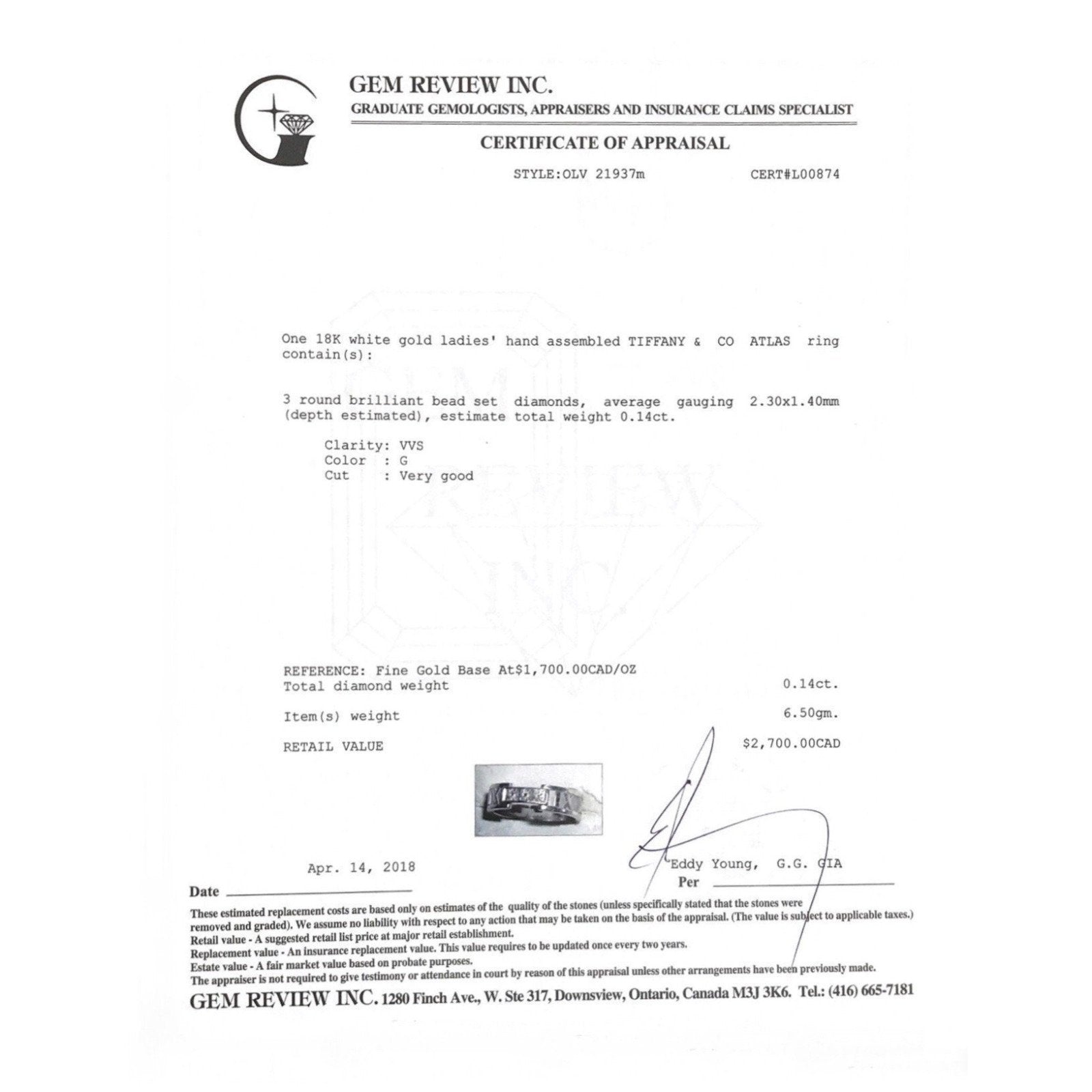 Tiffany & Co. Atlas Diamond Band Ring