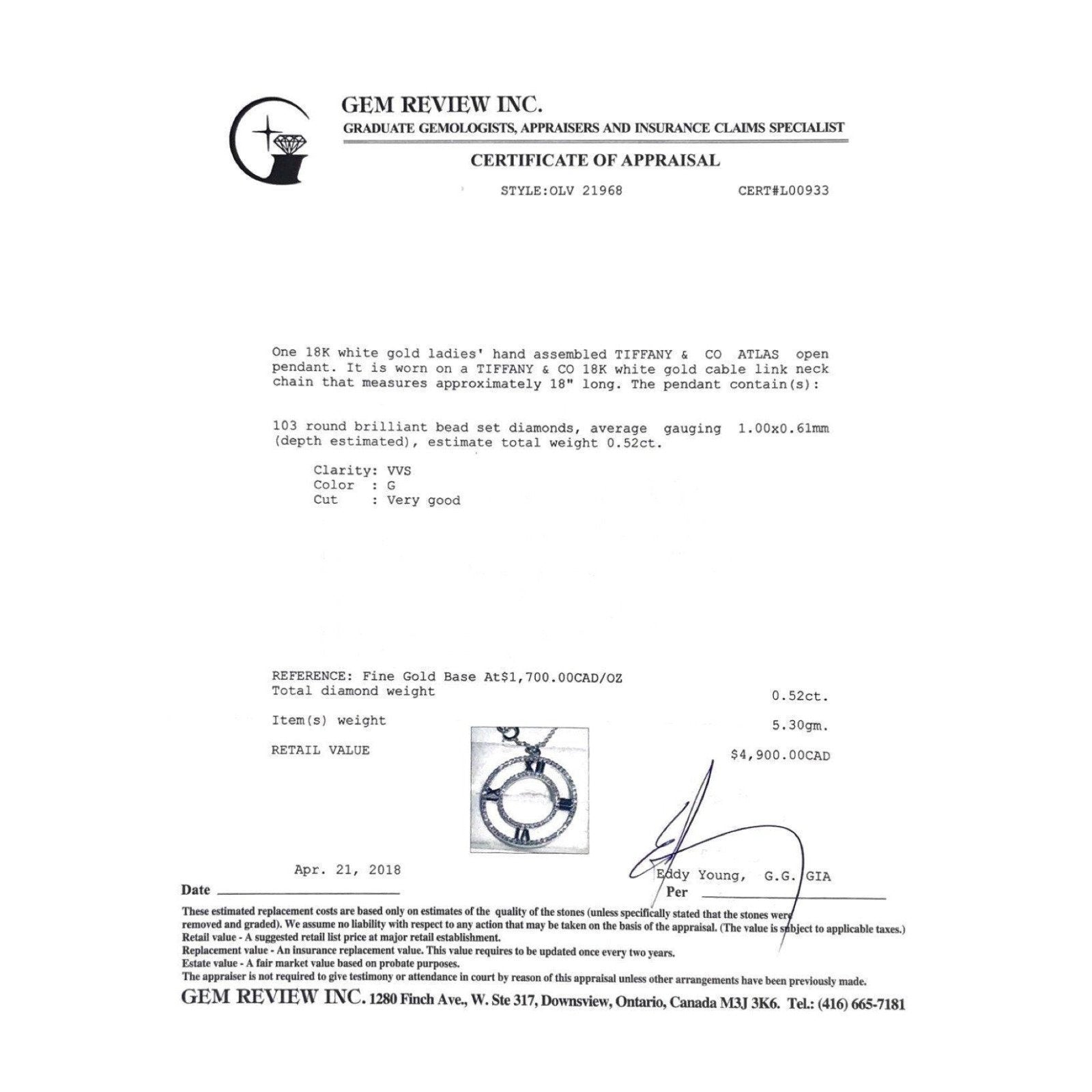 Tiffany & Co. Atlas Diamond Open Pendant Necklace