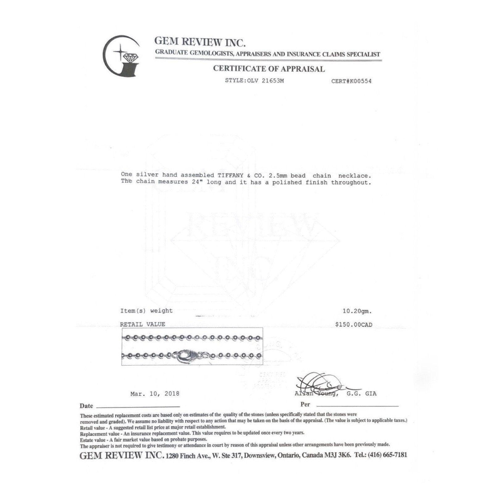 Tiffany & Co. Bead Chain Necklace in Sterling Silver