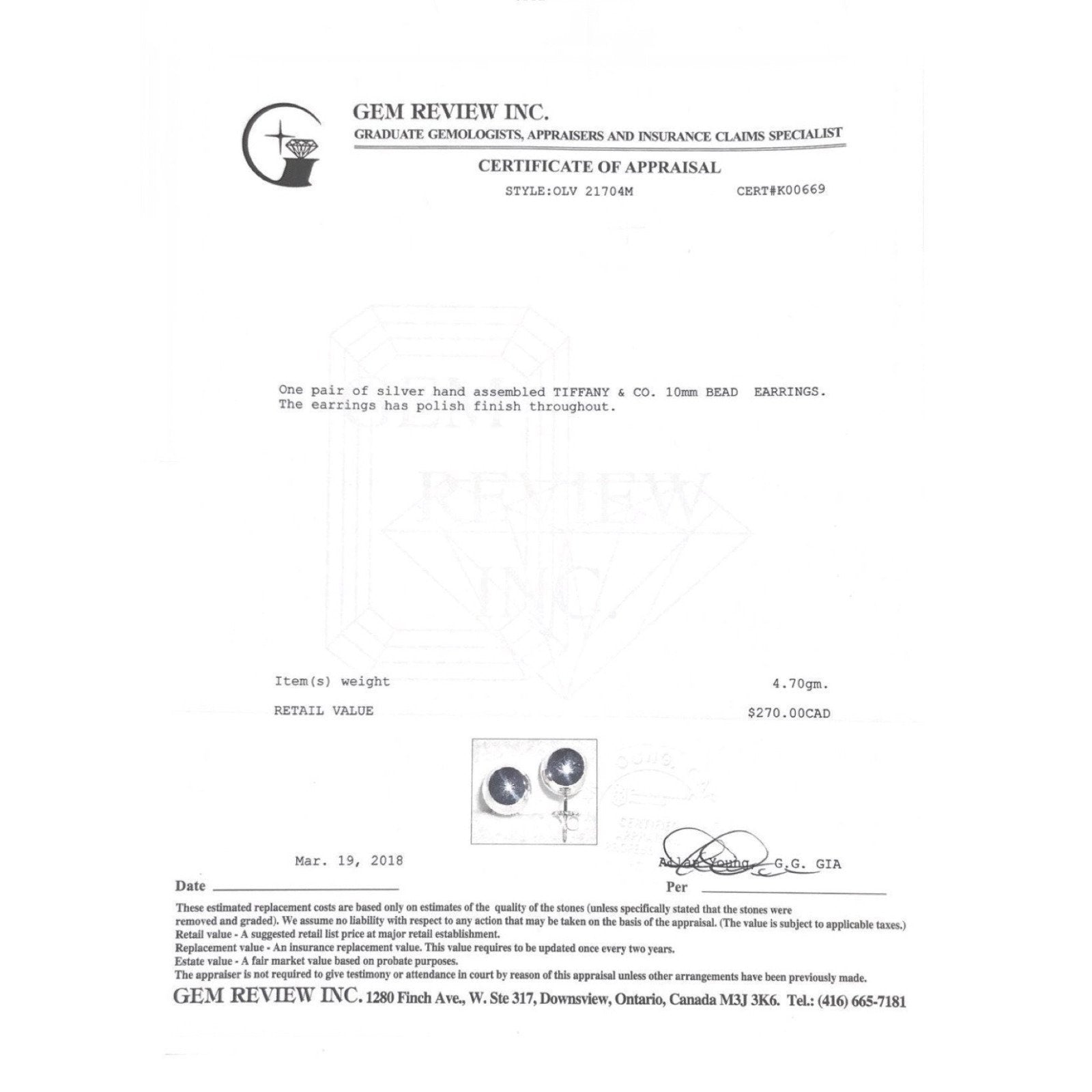 Tiffany & Co. Bead Earrings in Sterling Silver