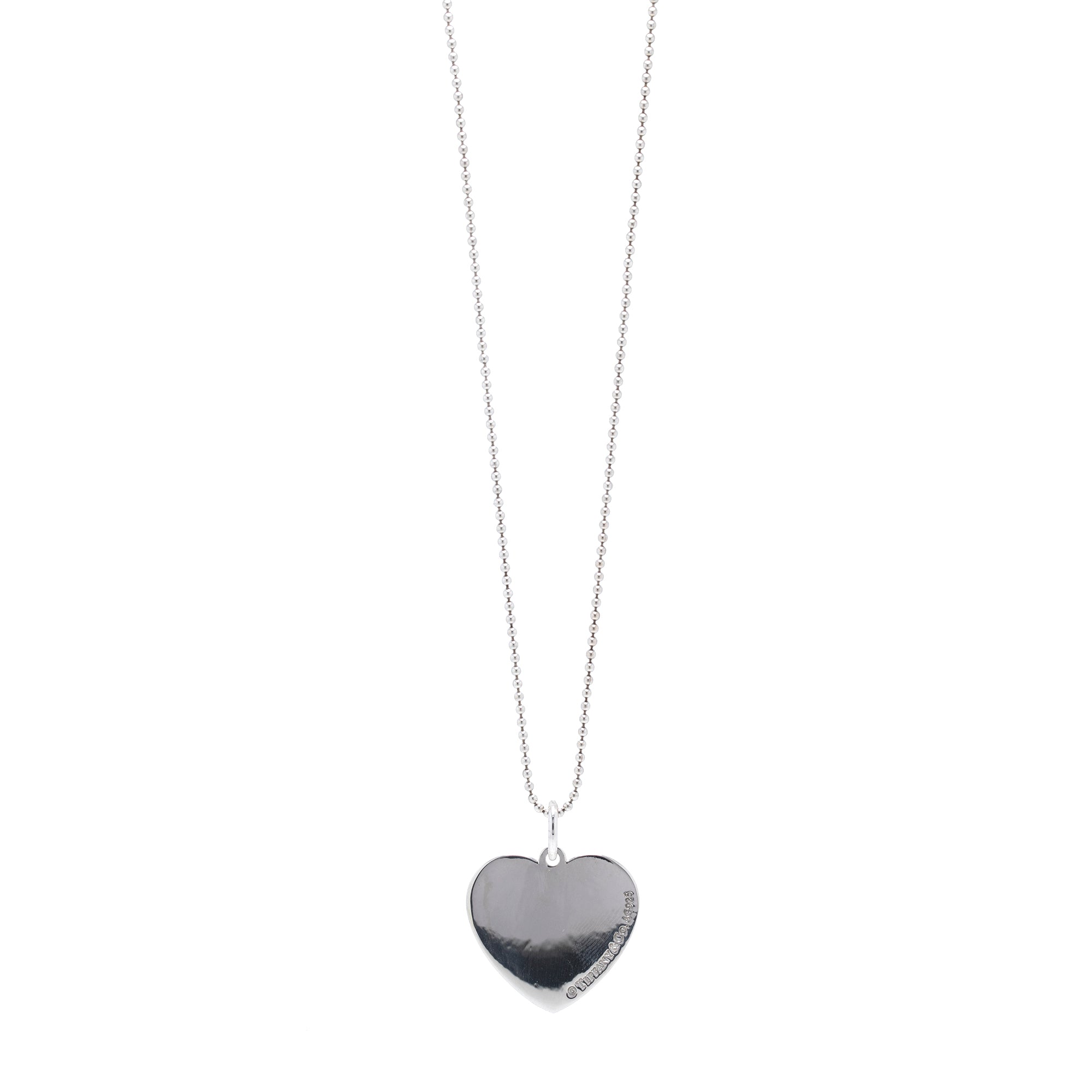 Tiffany & Co. Beaded Edge Heart Charm Pendant Necklace