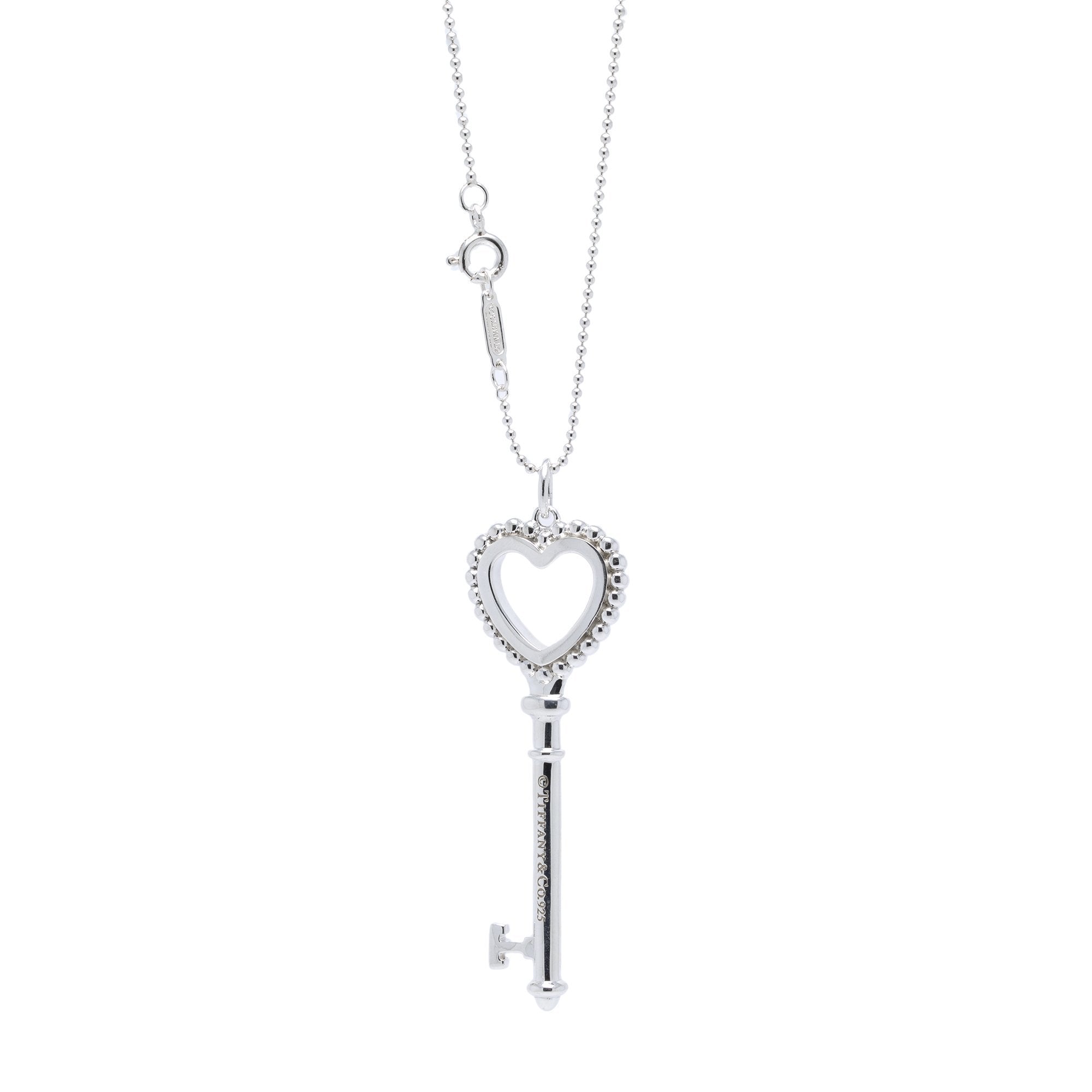 Tiffany & Co. Beaded Heart Key Pendant Necklace