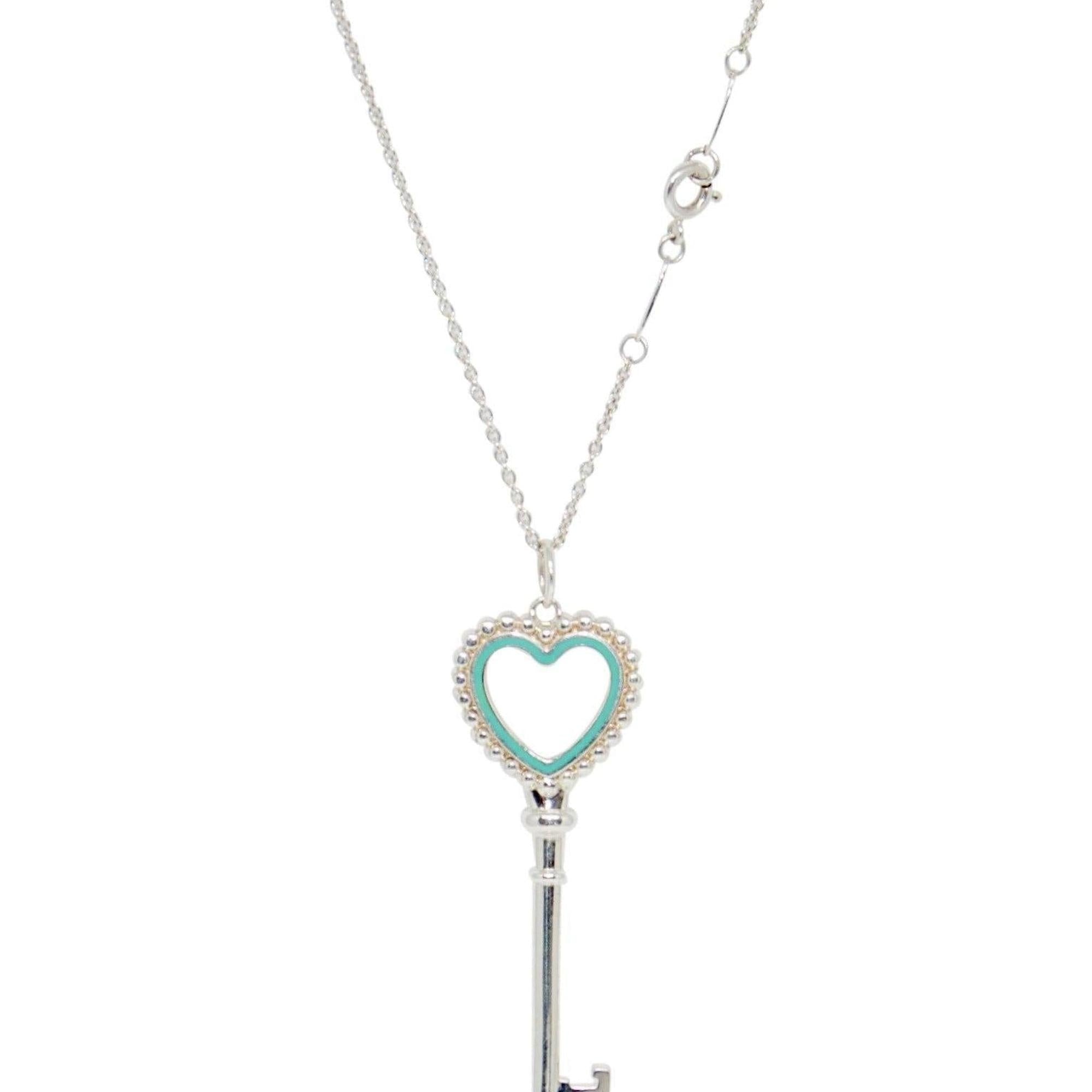 Tiffany & Co. Beaded Heart Key Pendant Necklace