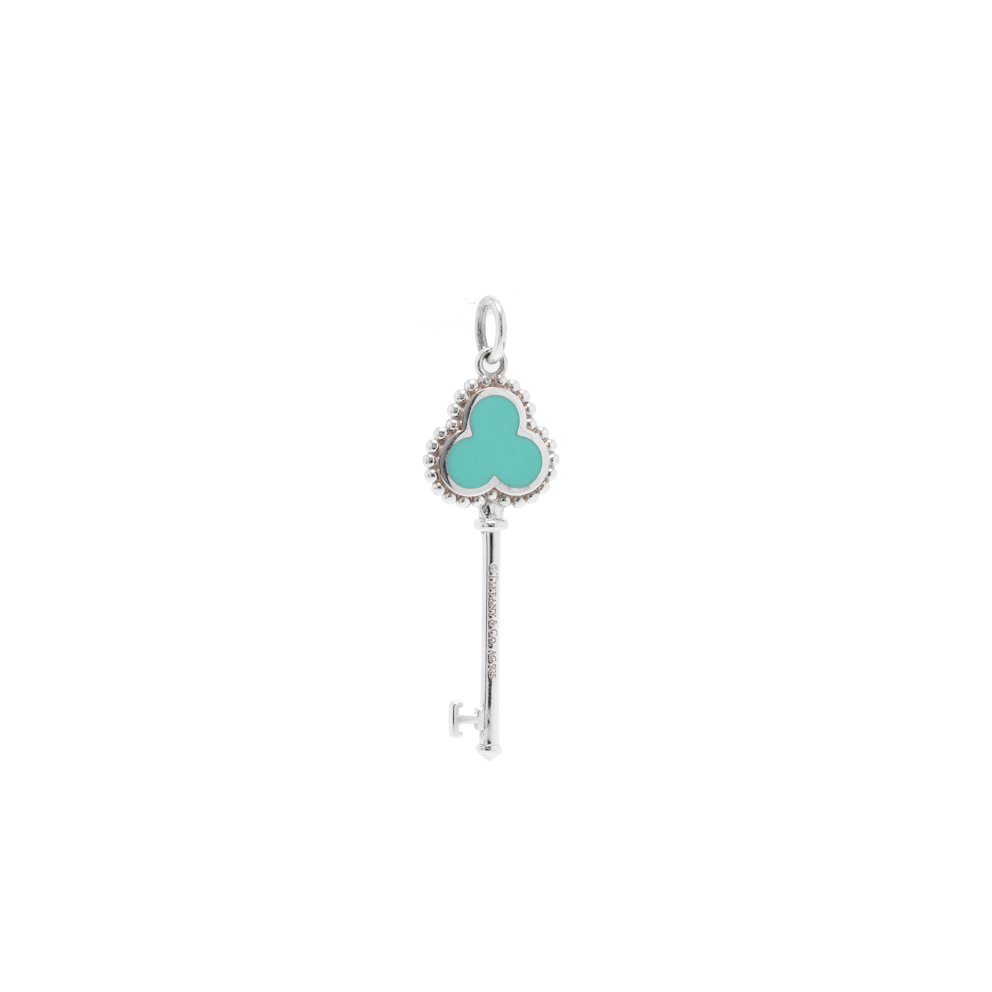 Tiffany & Co. Blue Enamel Beaded Trefoil Key Pendant