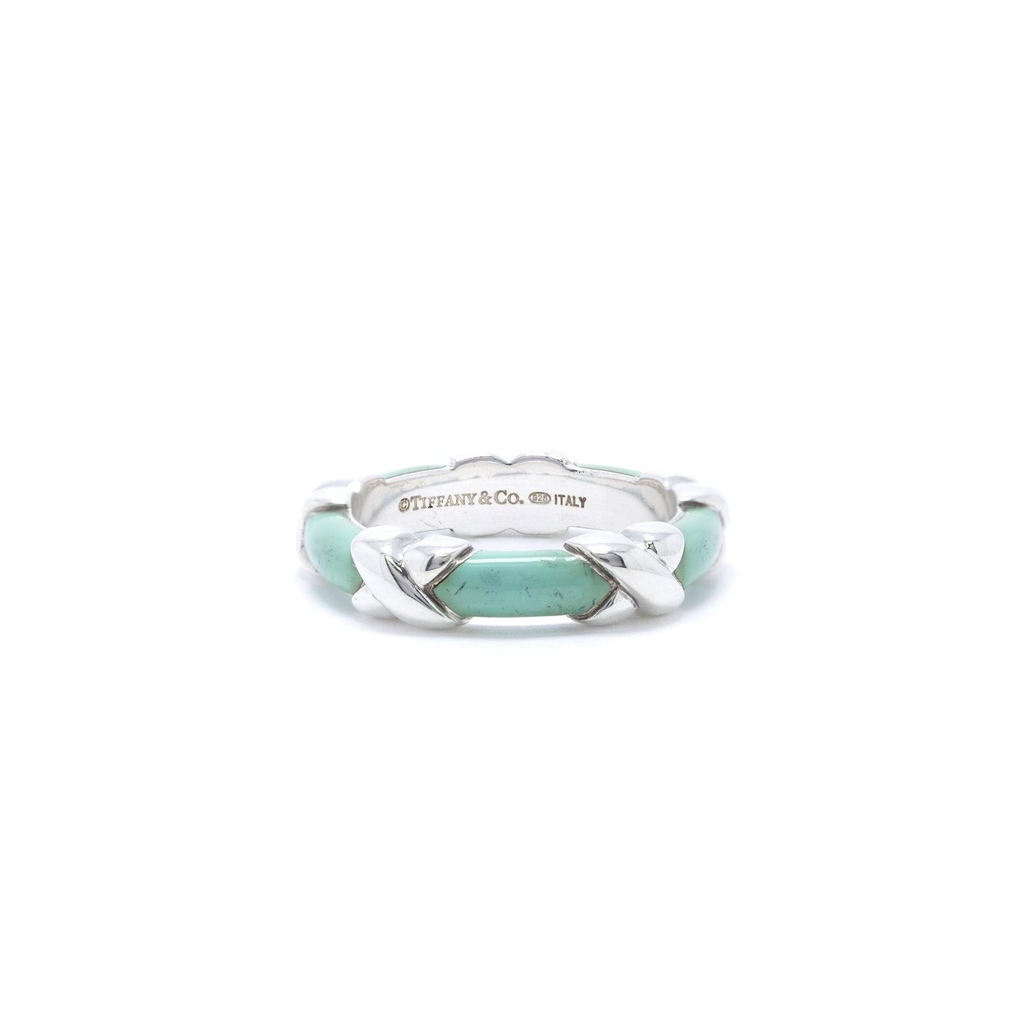 Tiffany & Co. Blue Enamel X Band Ring