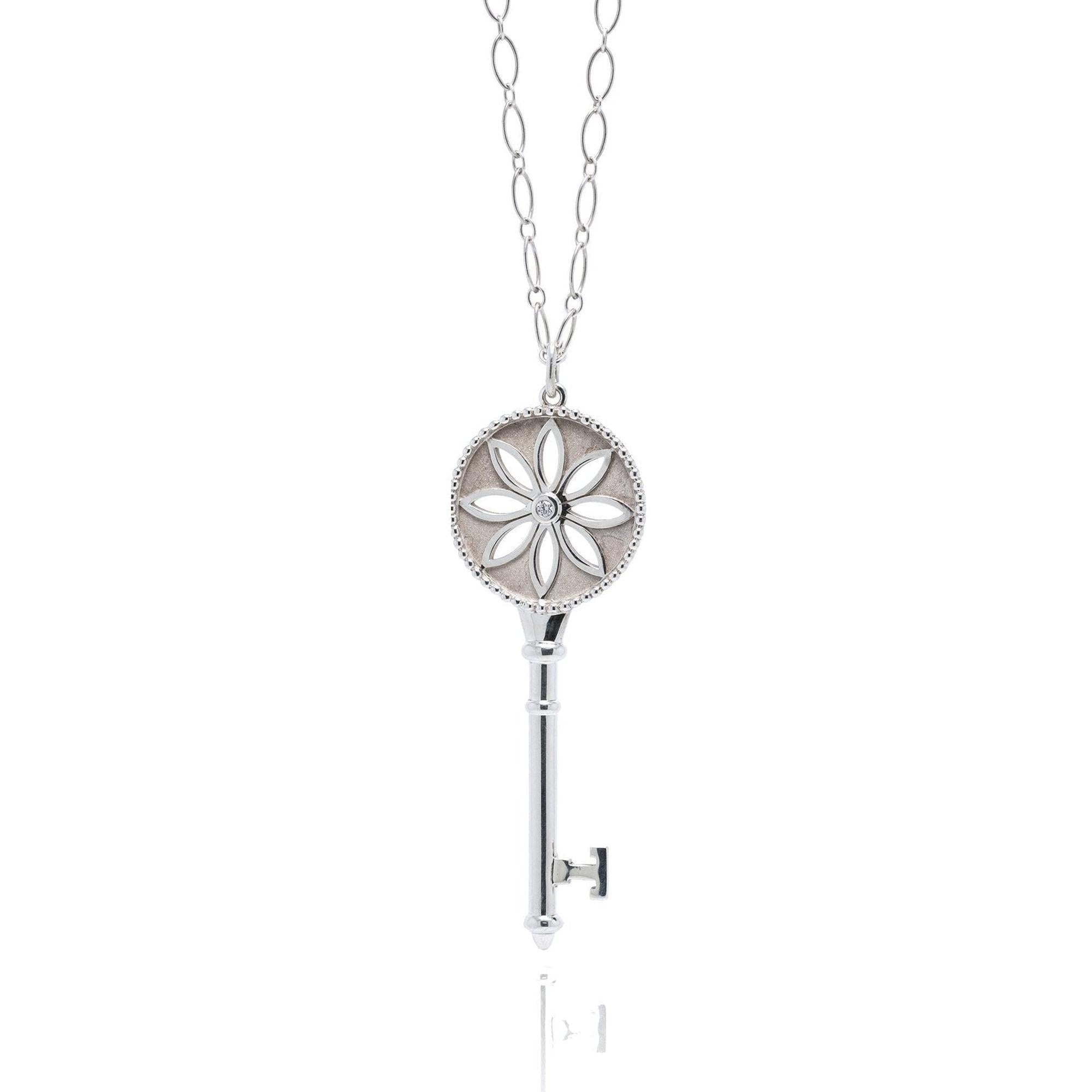 Tiffany & Co. Diamond Daisy Key Pendant Necklace