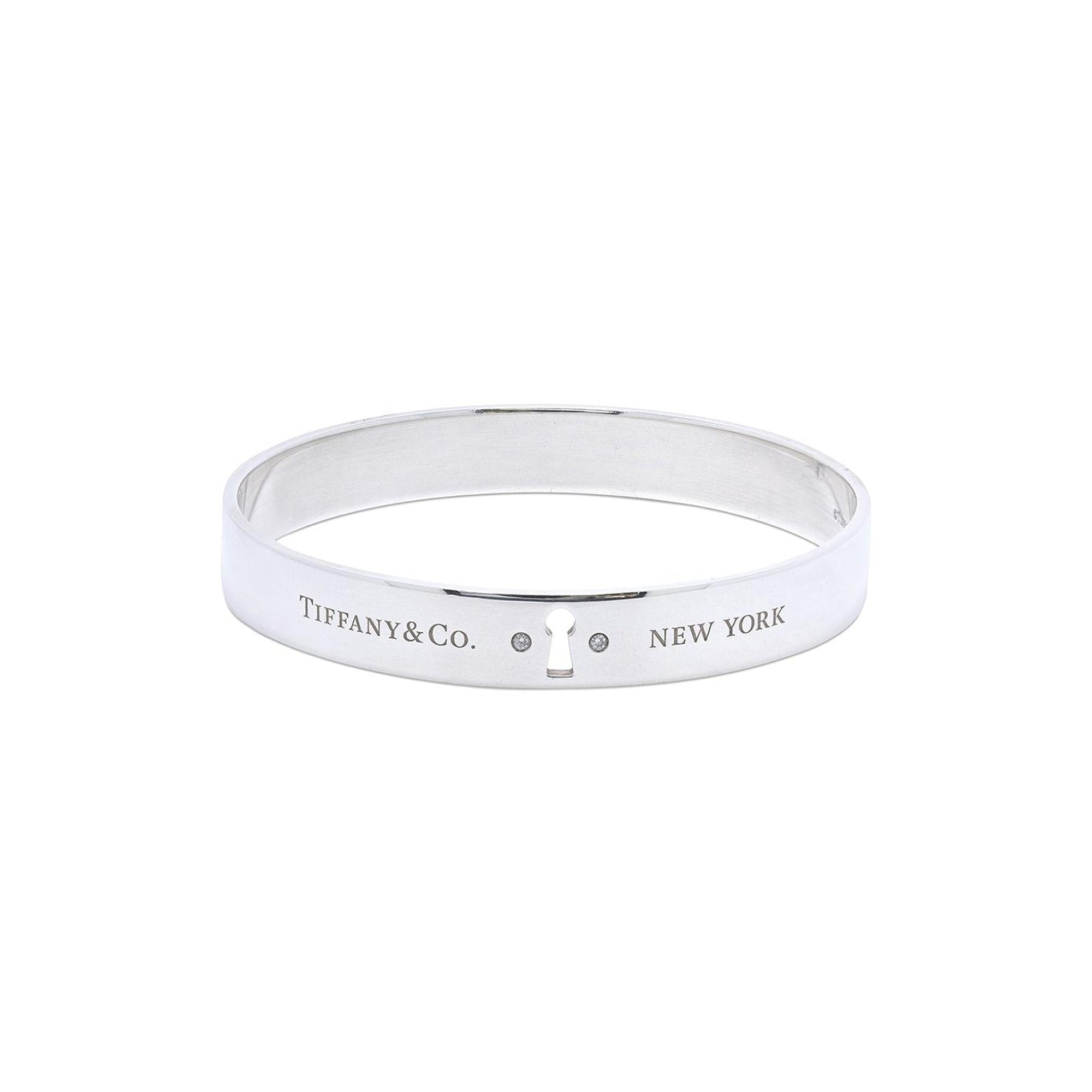 Tiffany & Co. Diamond Locks Narrow Bangle Bracelet