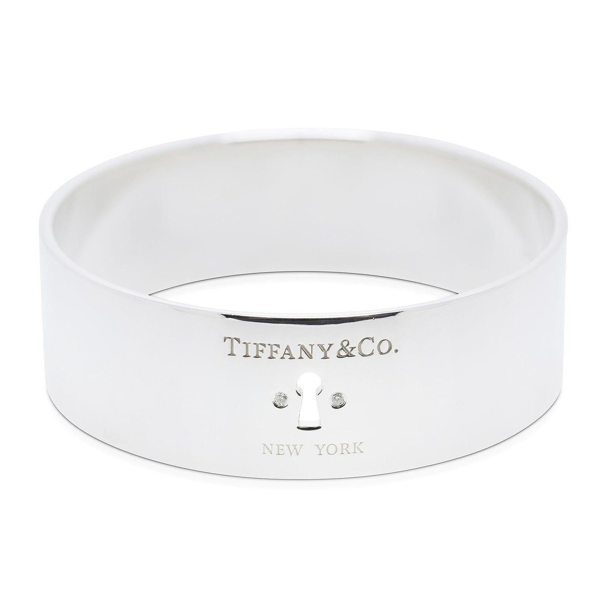 Tiffany & Co. Diamond Locks Wide Bangle Bracelet
