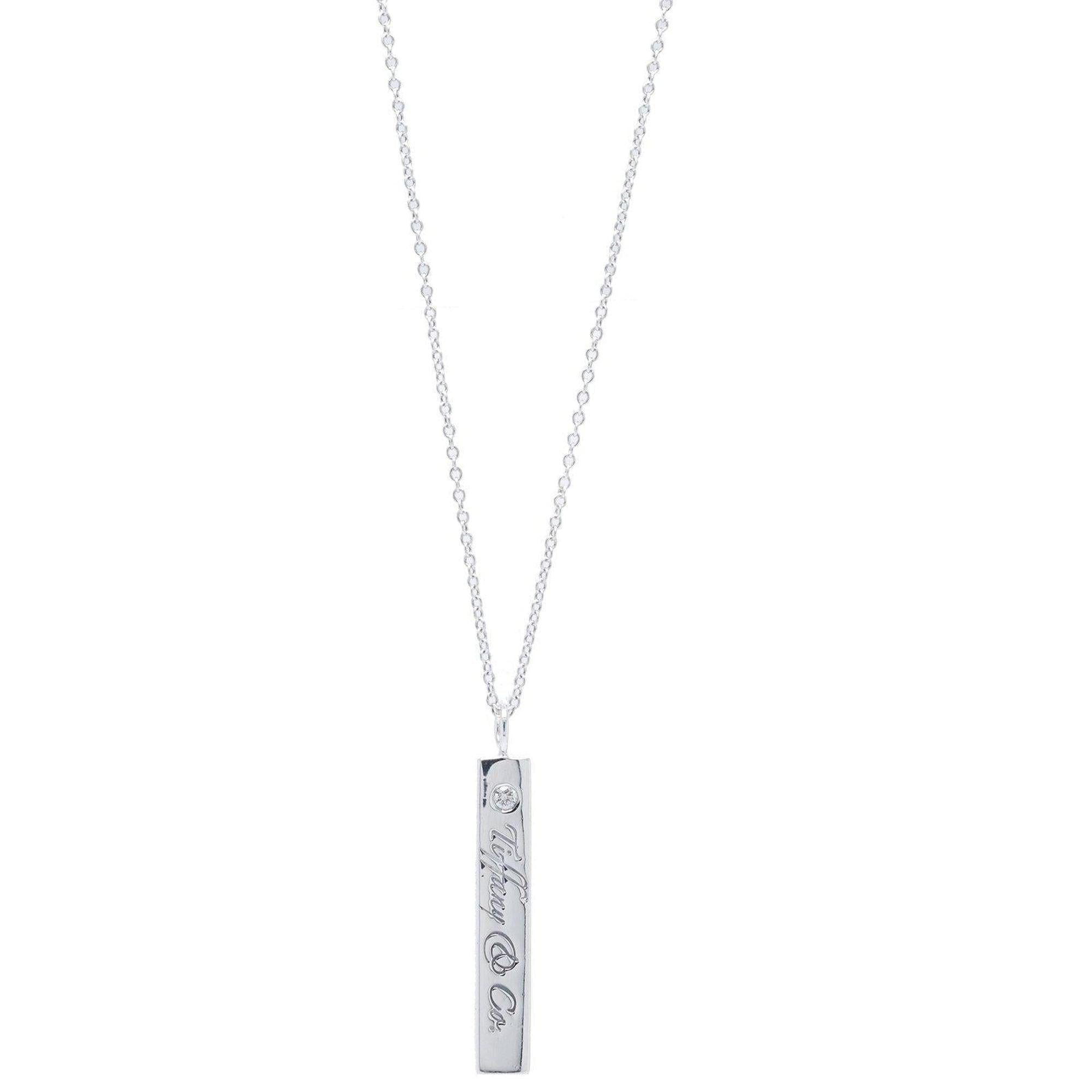 Tiffany & Co. Diamond Notes Bar Pendant Necklace