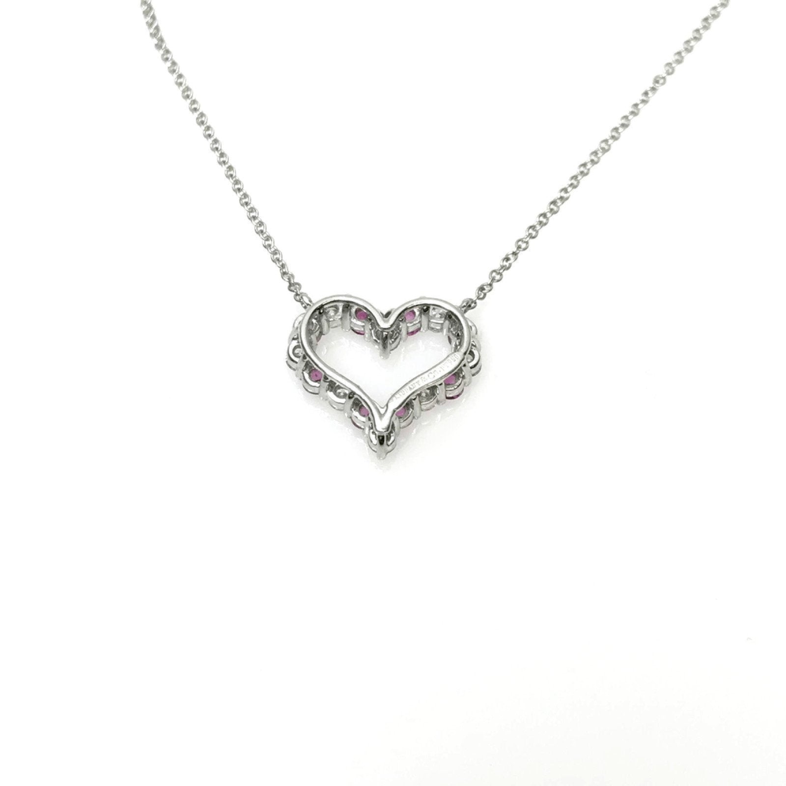 Tiffany & Co. Diamond and Pink Sapphire Hearts Pendant Necklace