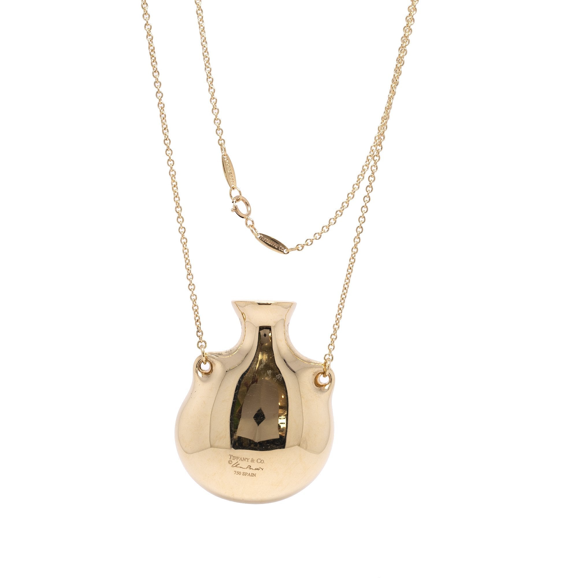 Tiffany & Co. Elsa Peretti 18k Gold Open Bottle Pendant Necklace