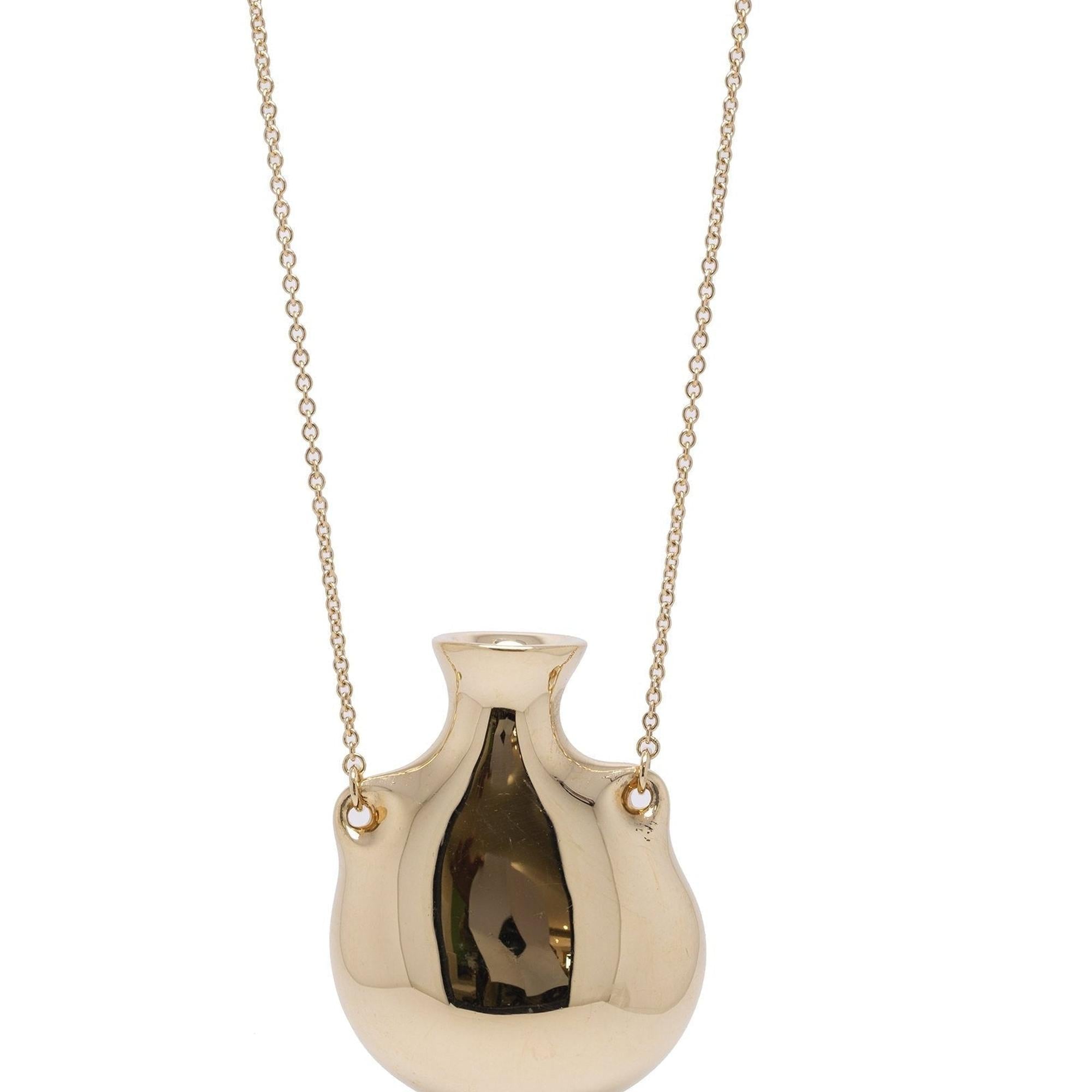 Tiffany & Co. Elsa Peretti 18k Gold Open Bottle Pendant Necklace
