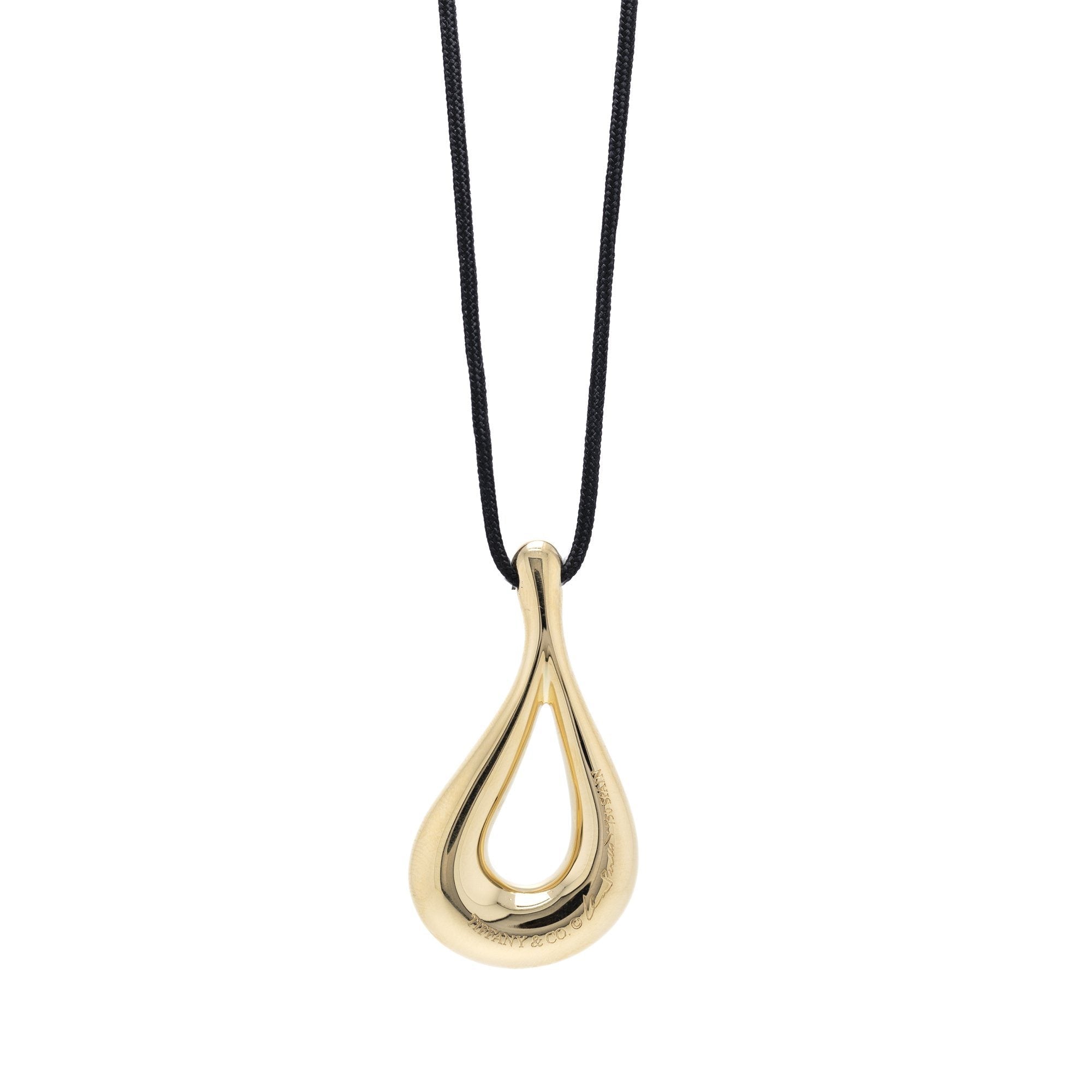 Tiffany & Co. Elsa Peretti 18k Gold Open Teardrop Pendant Necklace
