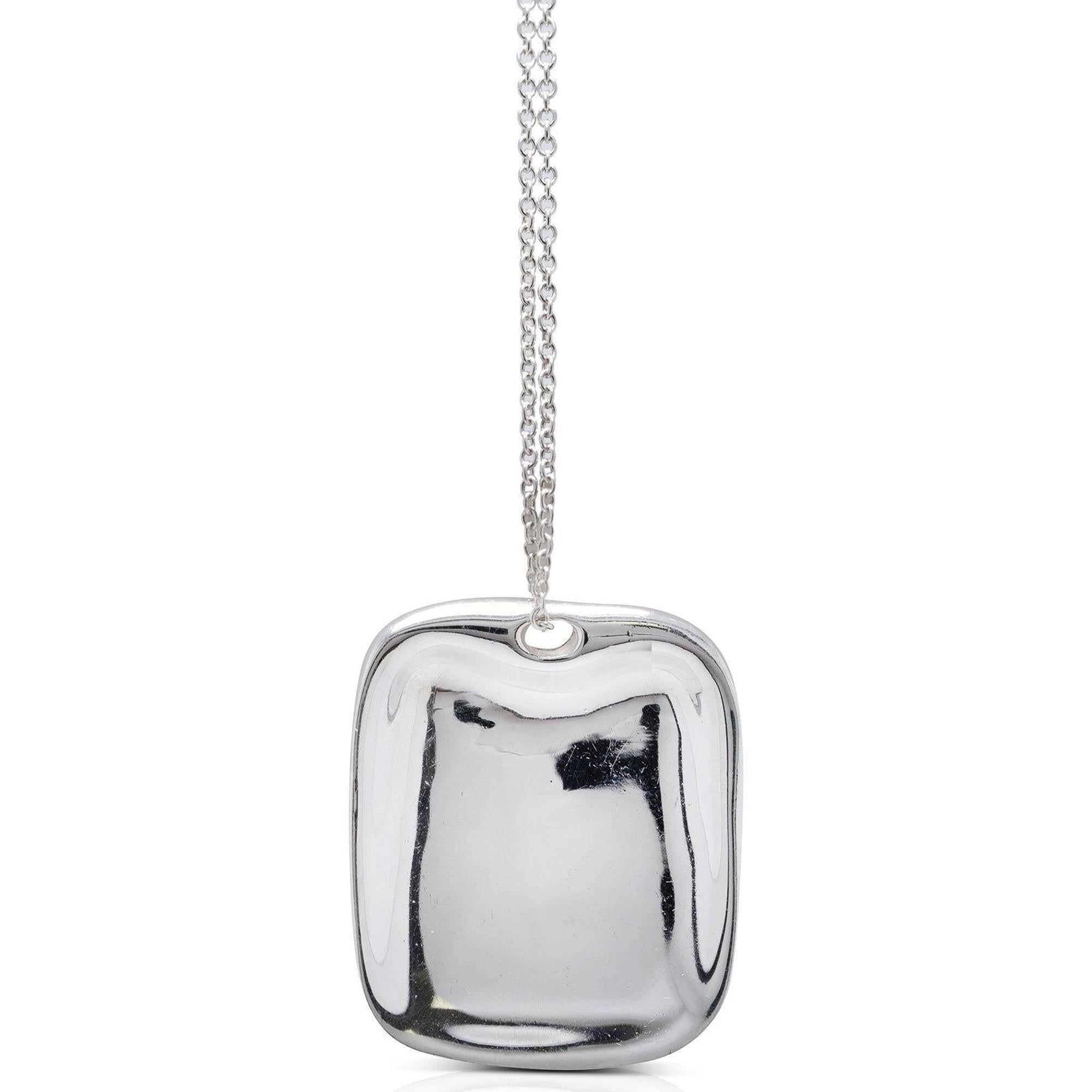 Tiffany & Co. Elsa Peretti Concave Rectangular Pendant Necklace