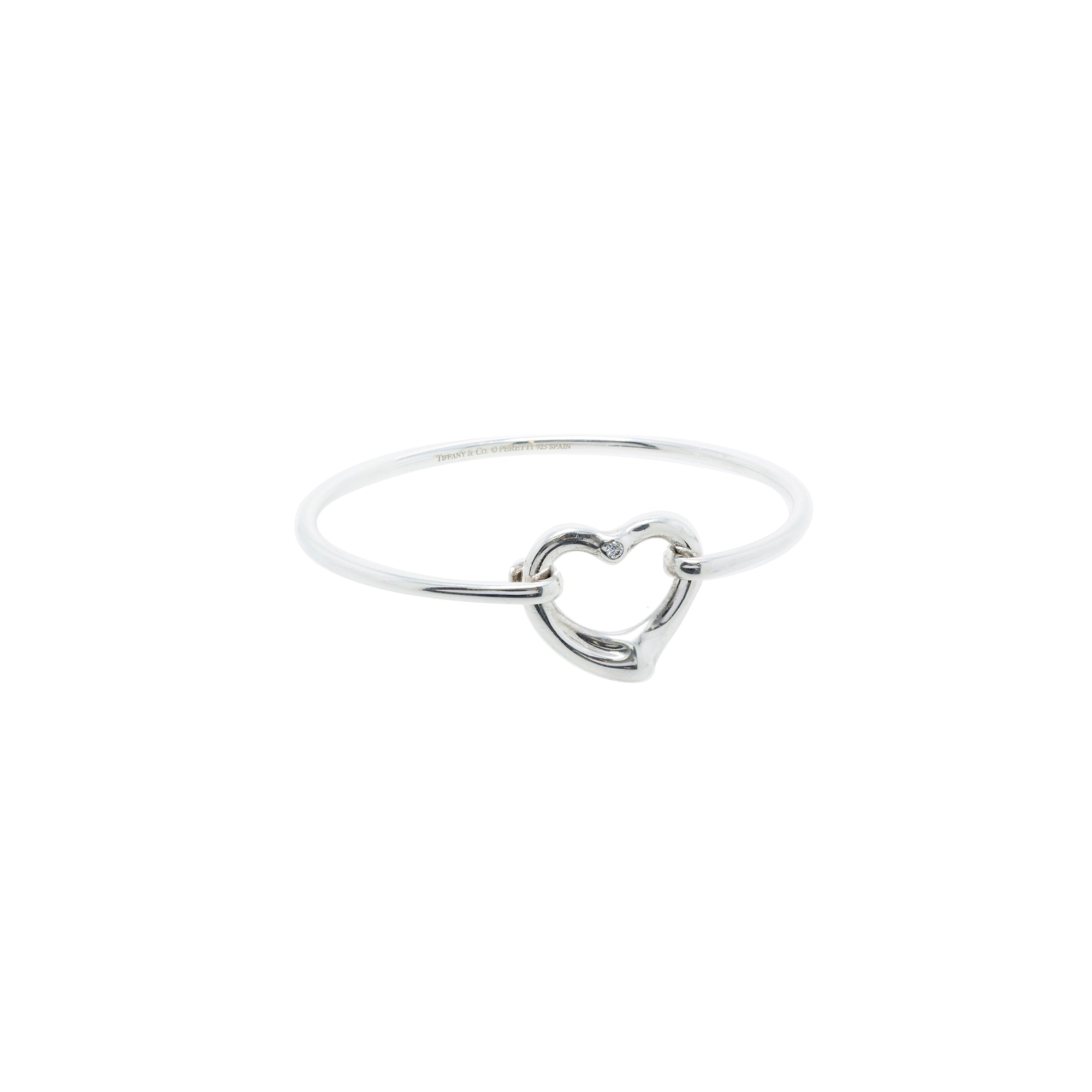 Tiffany & Co. Elsa Peretti Diamond Open Heart Bangle Bracelet