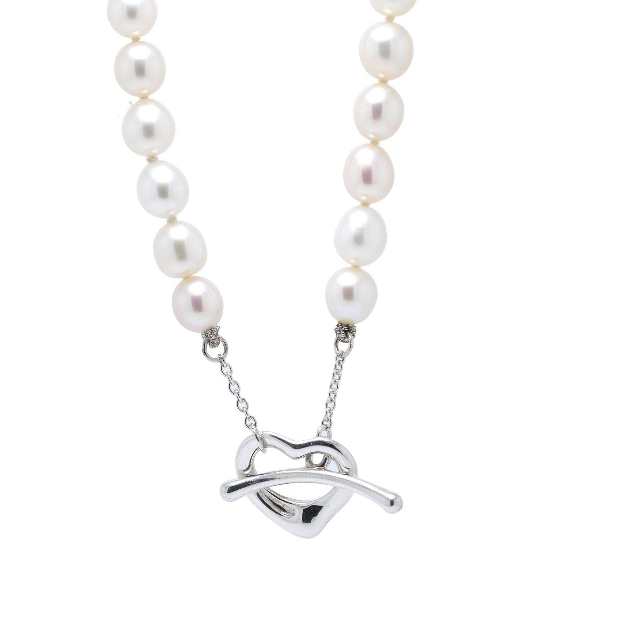 Tiffany & Co. Elsa Peretti Open Heart Pearl Necklace