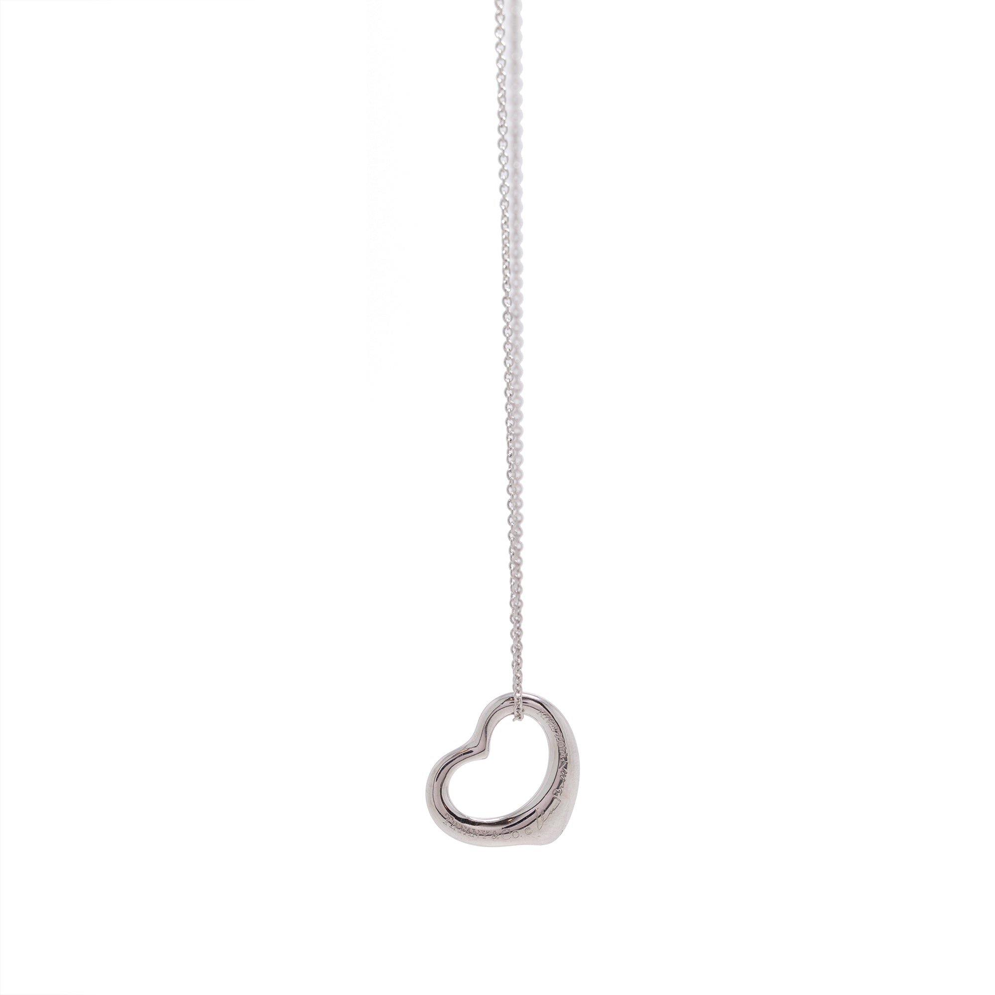 Tiffany & Co. Elsa Peretti Platinum & Diamond Open Heart Pendant Necklace