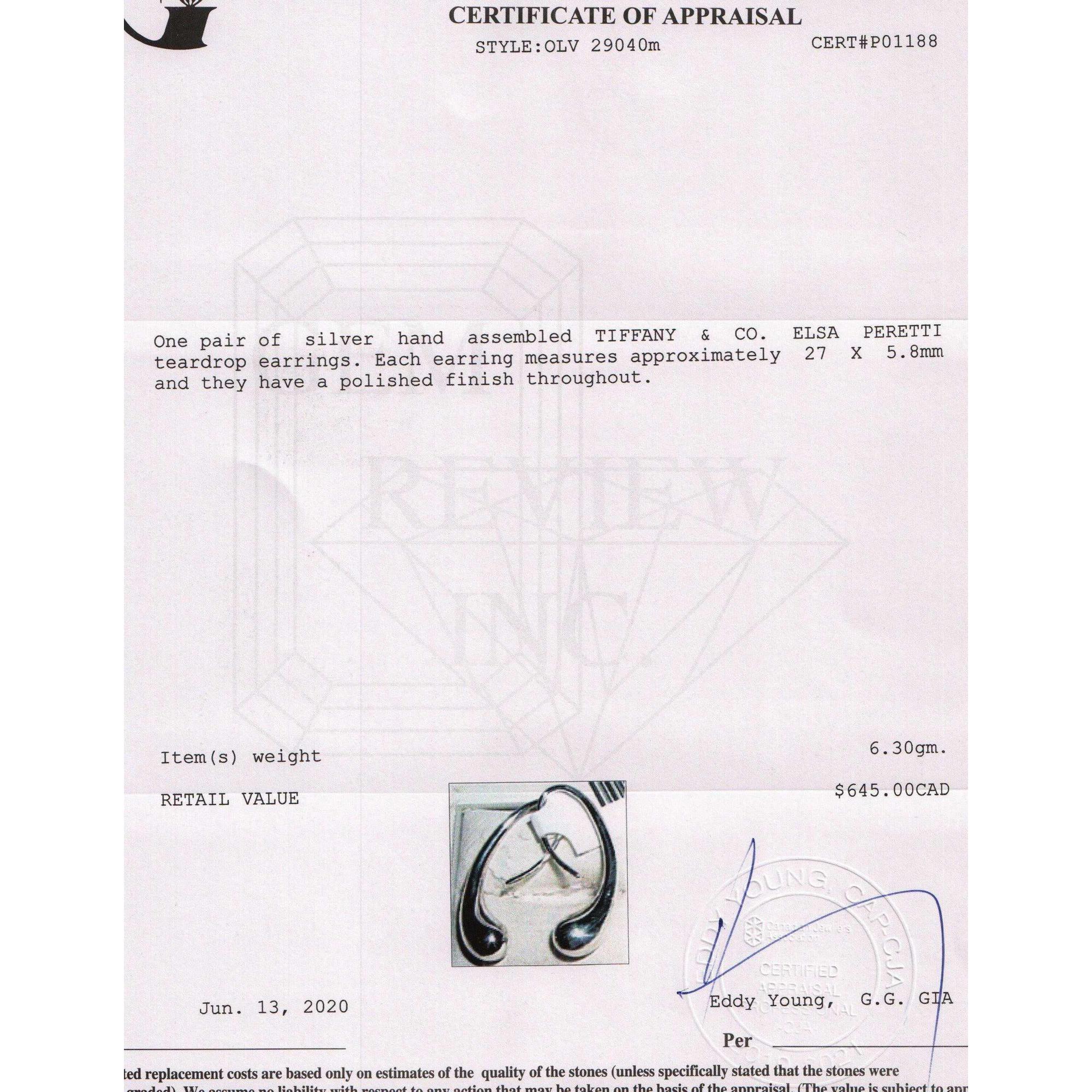 Tiffany & Co. Elsa Peretti Teardrop Hoop Earrings