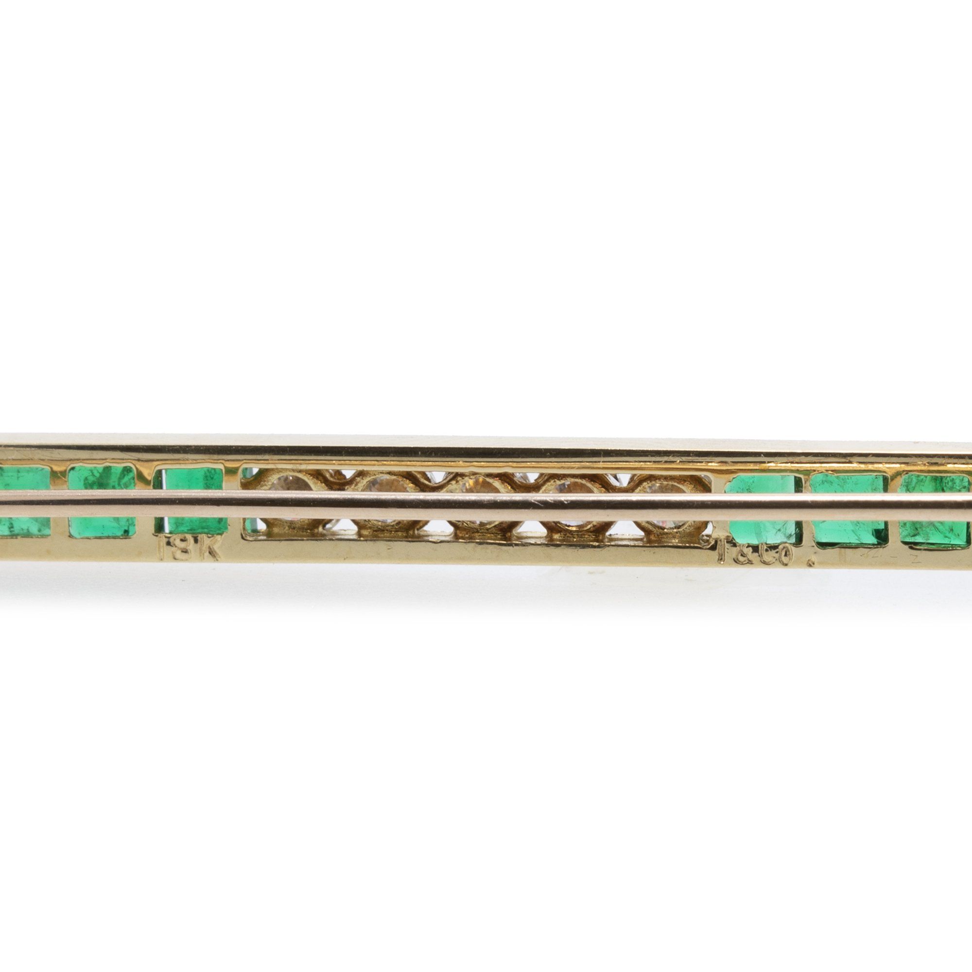 Tiffany & Co. Emerald & Diamond Bar Brooch