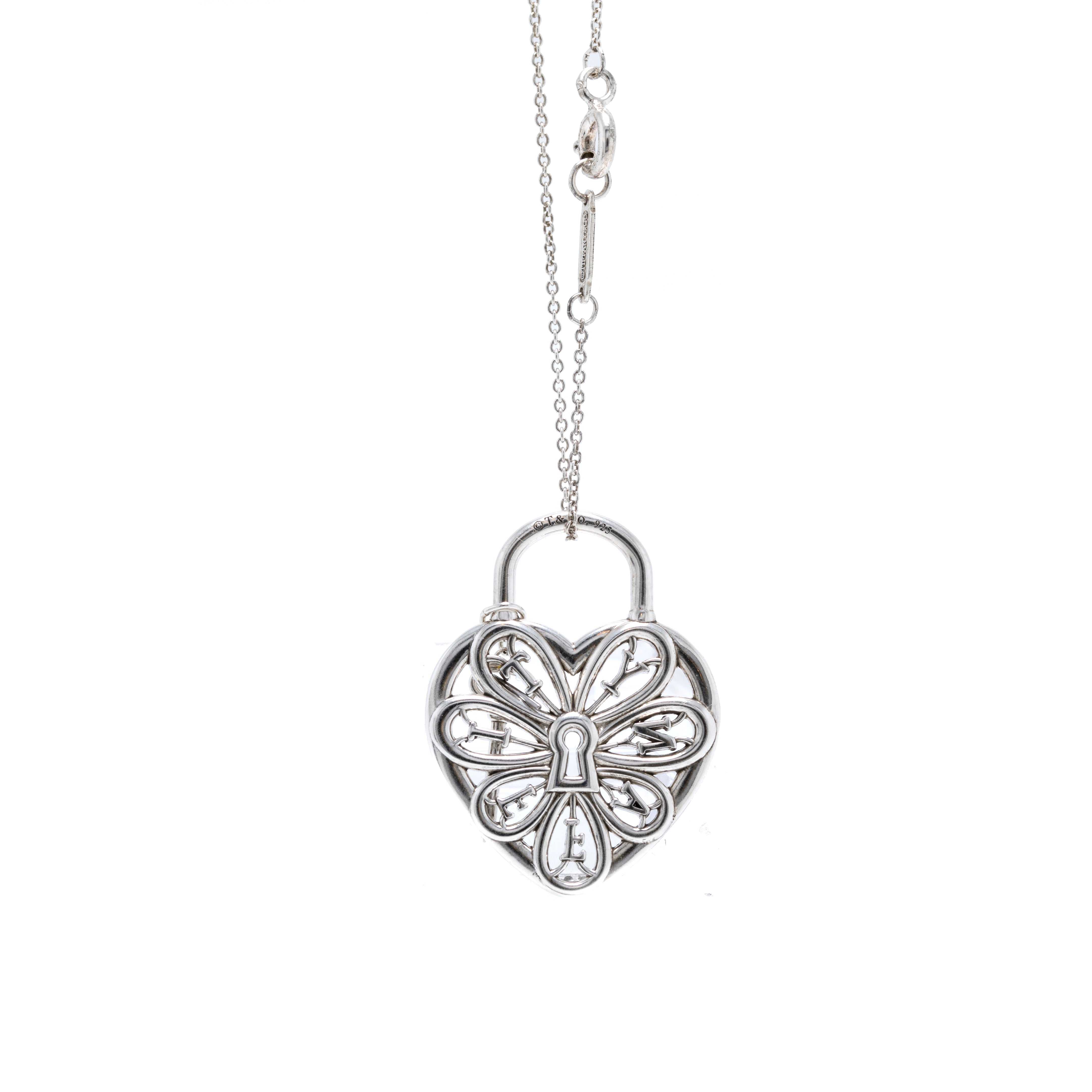 Tiffany & Co. Filigree Heart Tag with Key Pendant Necklace