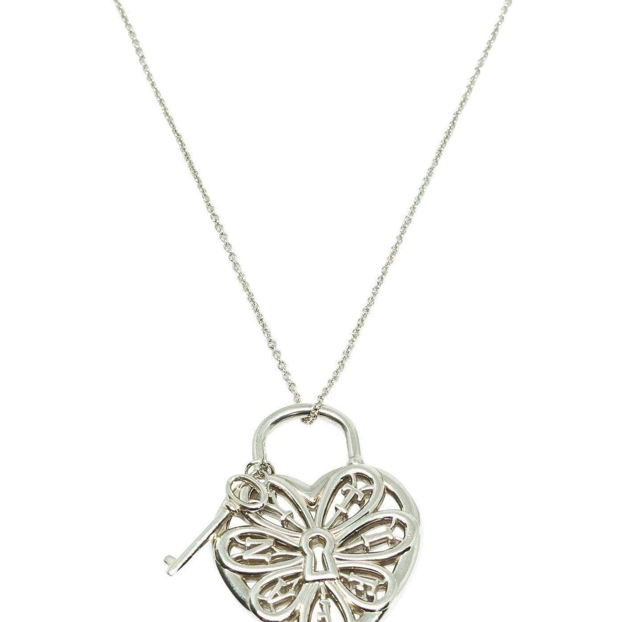 Tiffany & Co. Filigree Heart Tag with Key Pendant Necklace