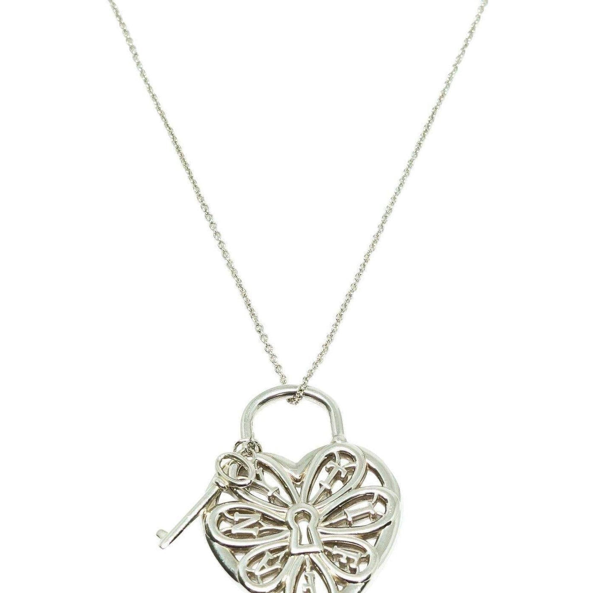 Tiffany & Co. Filigree Heart Tag with Key Pendant Necklace