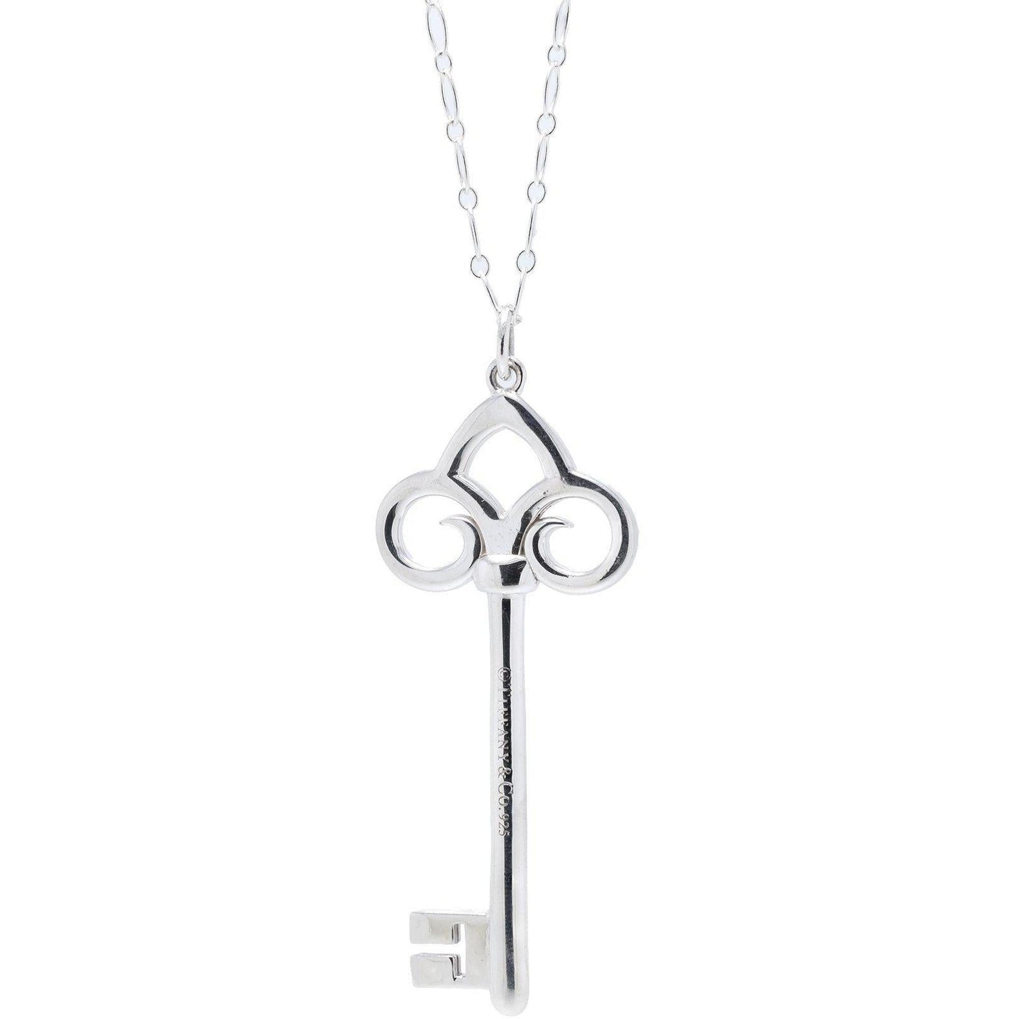 Tiffany & Co. Fleur De Lis Key Pendant Necklace