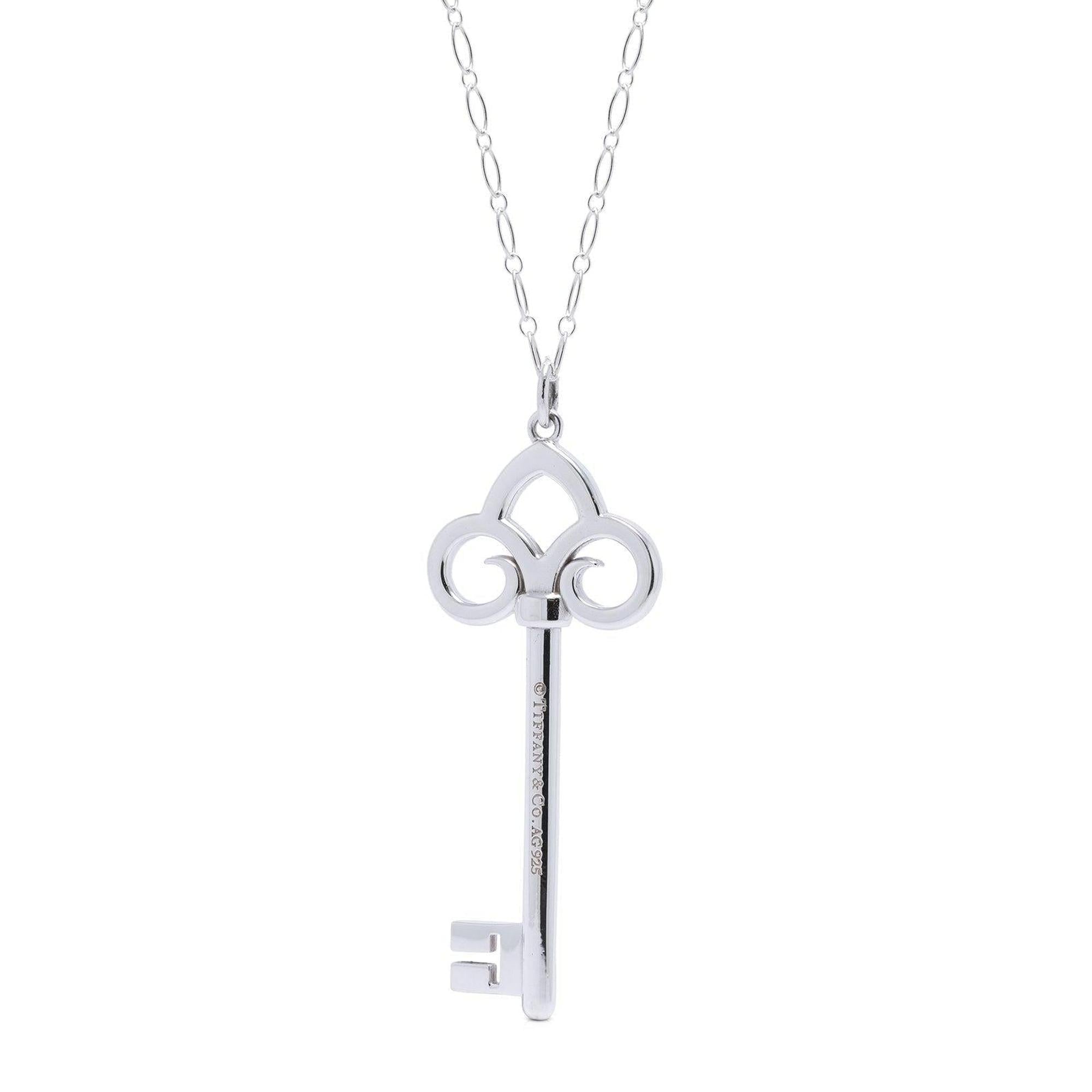 Tiffany & Co. Fleur De Lis Key Pendant Necklace