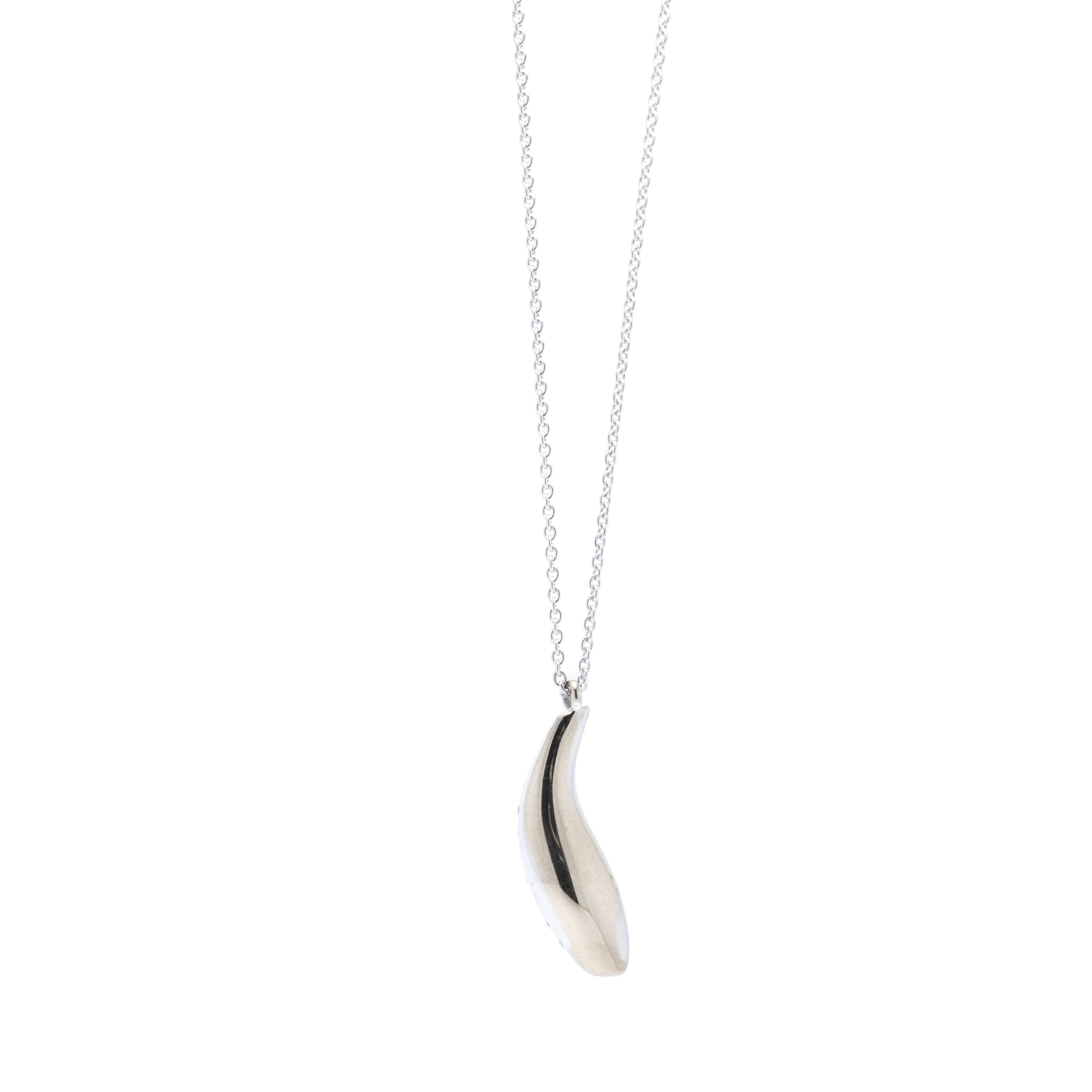 Tiffany & Co. Frank Gehry 18k White Gold Diamond Fish Pendant Necklace