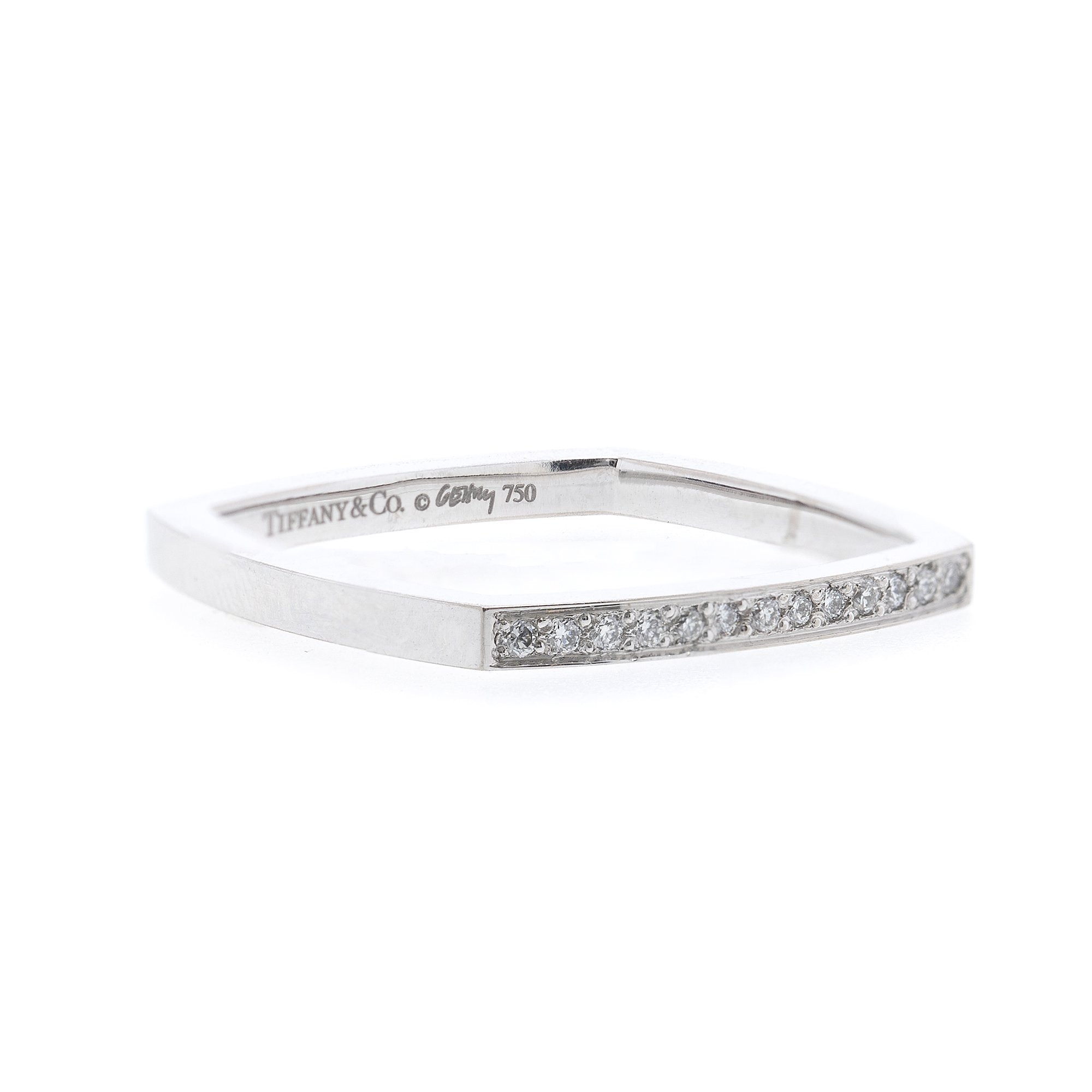 Tiffany & Co. Frank Gehry 18k White Gold and Diamonds Micro Torque Ring