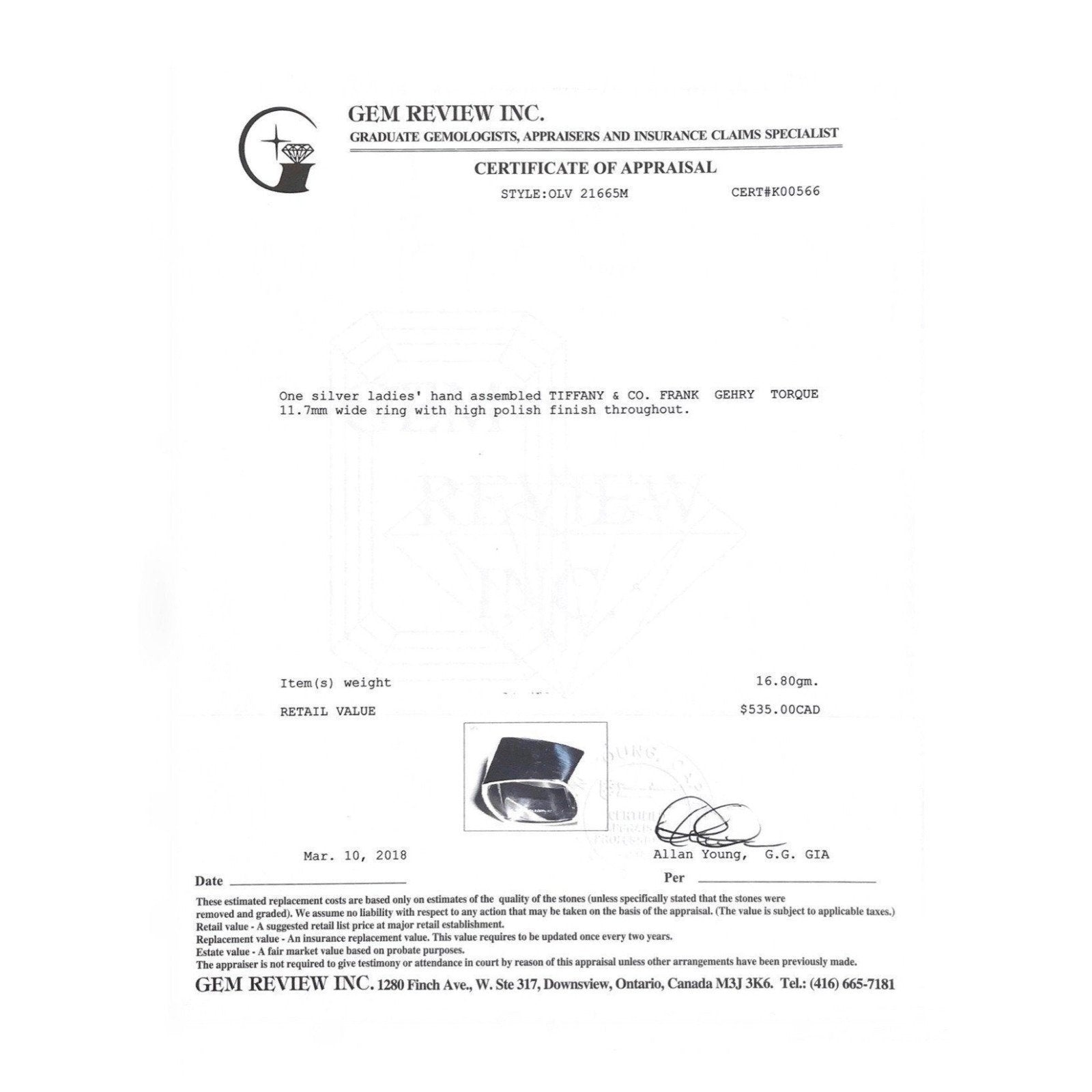 Tiffany & Co. Frank Gehry Torque Ring in Sterling Silver