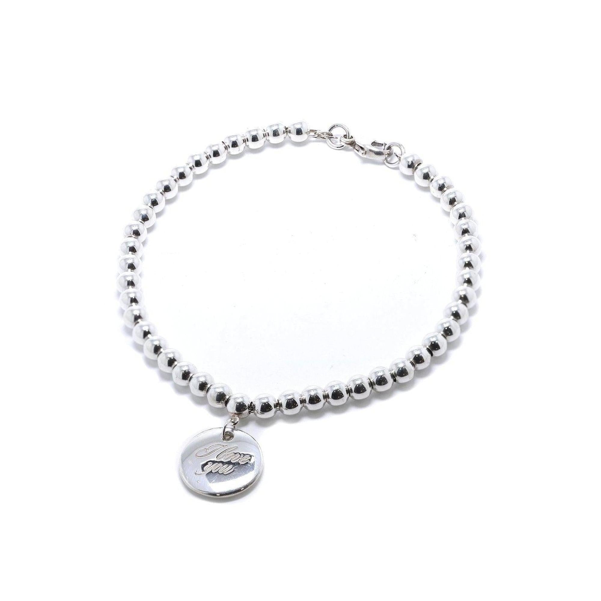 Tiffany & Co. "I Love You" Mini Round Tag Bead Bracelet