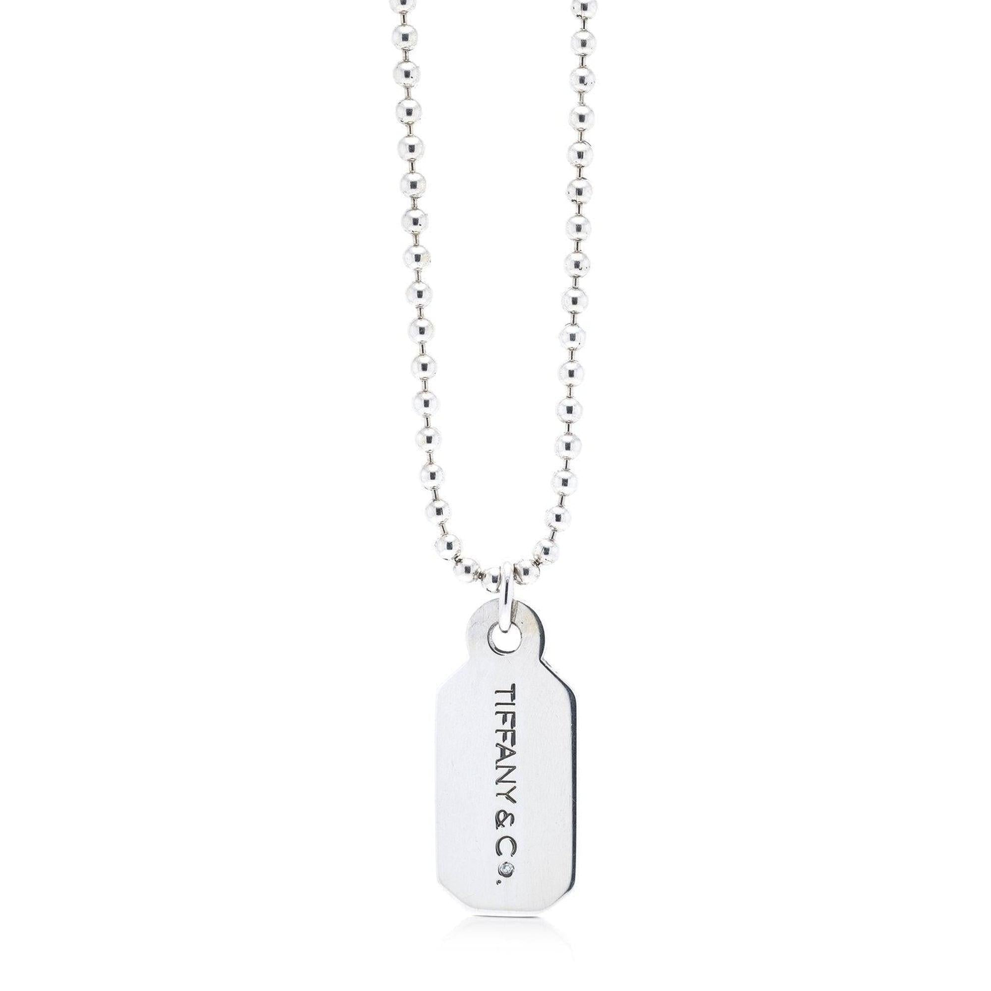 Tiffany & Co. ID Tag Pendant Necklace w/ Diamond