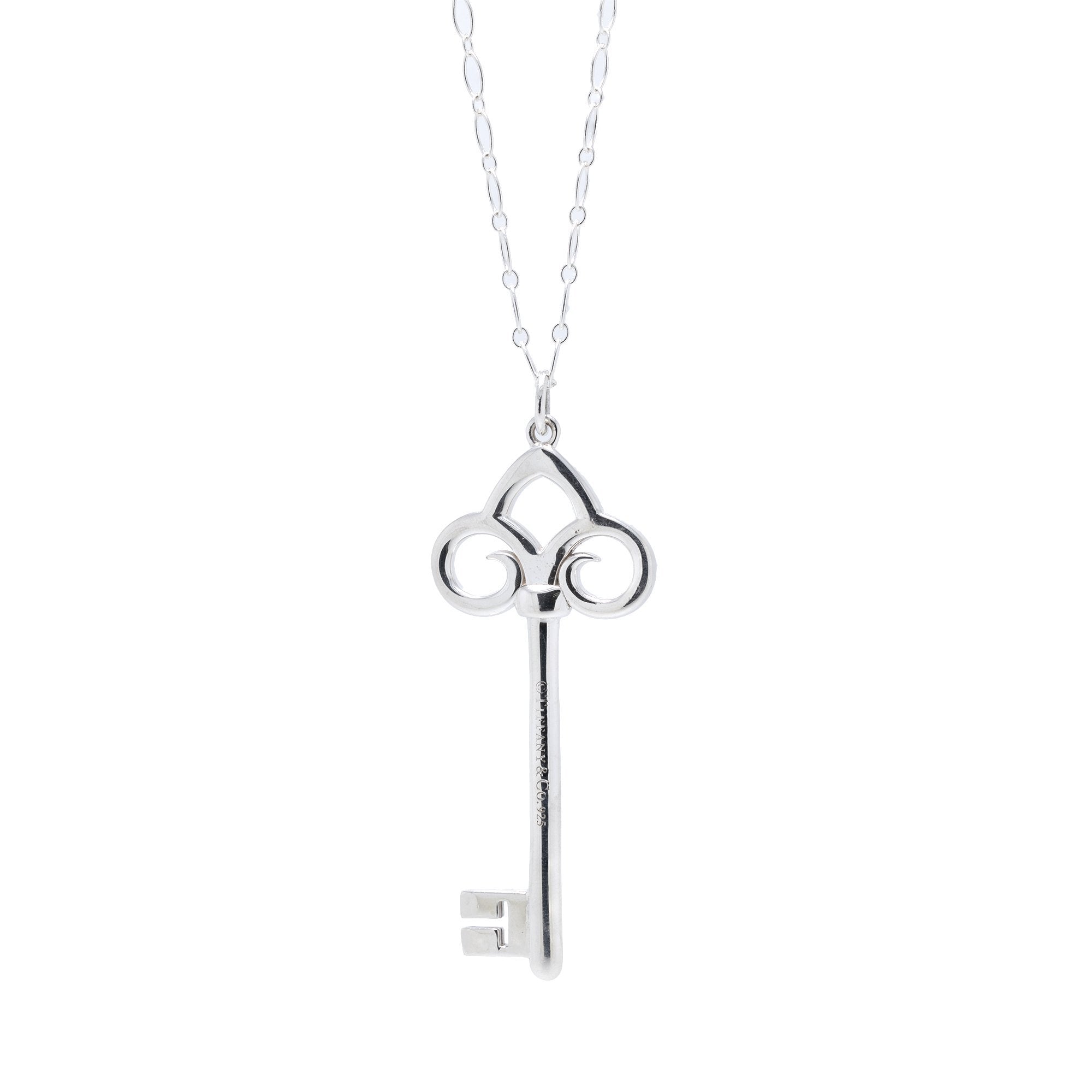 Tiffany & Co. Large Fleur De Lis Key Pendant Necklace