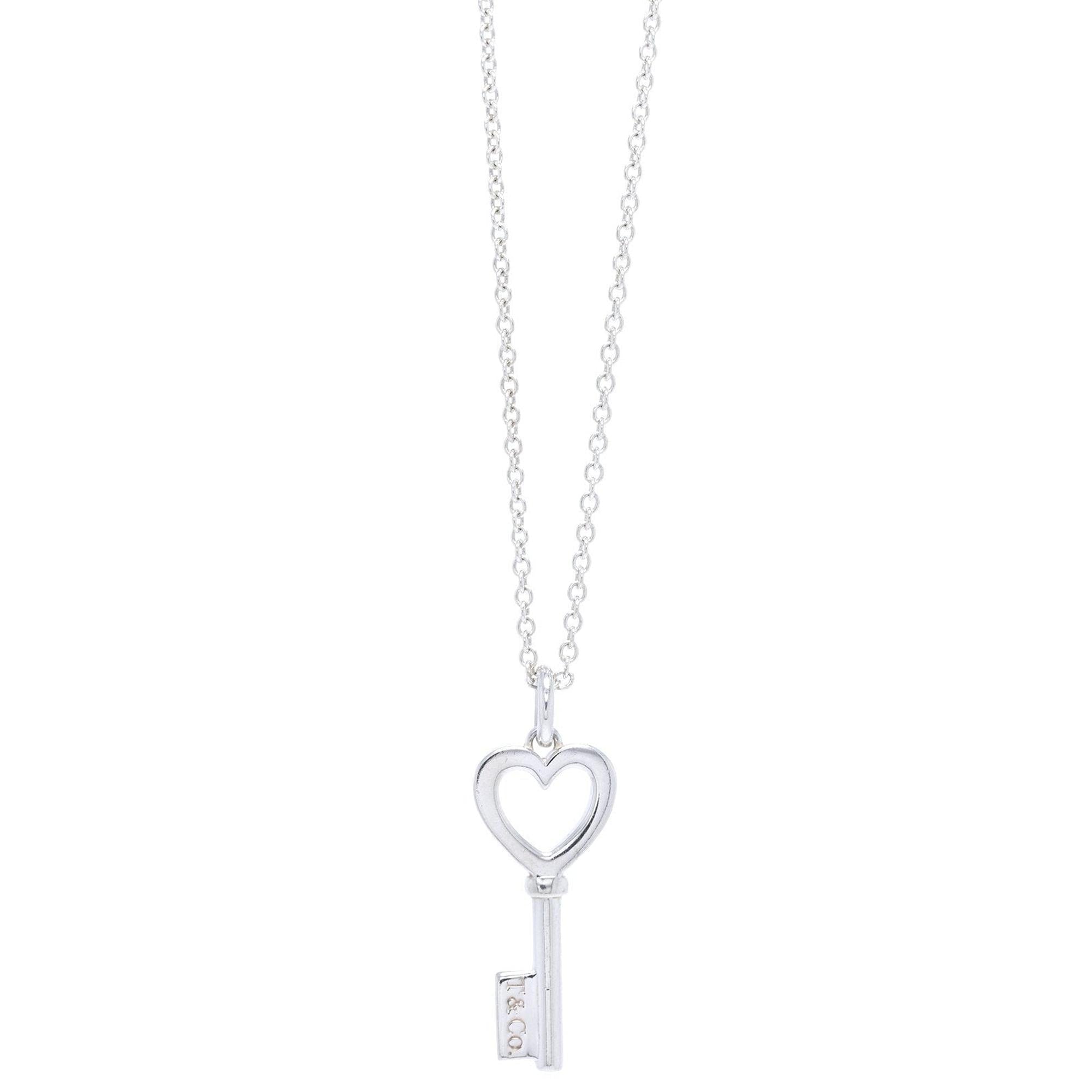 Tiffany & Co. Mini Heart Key Pendant Necklace