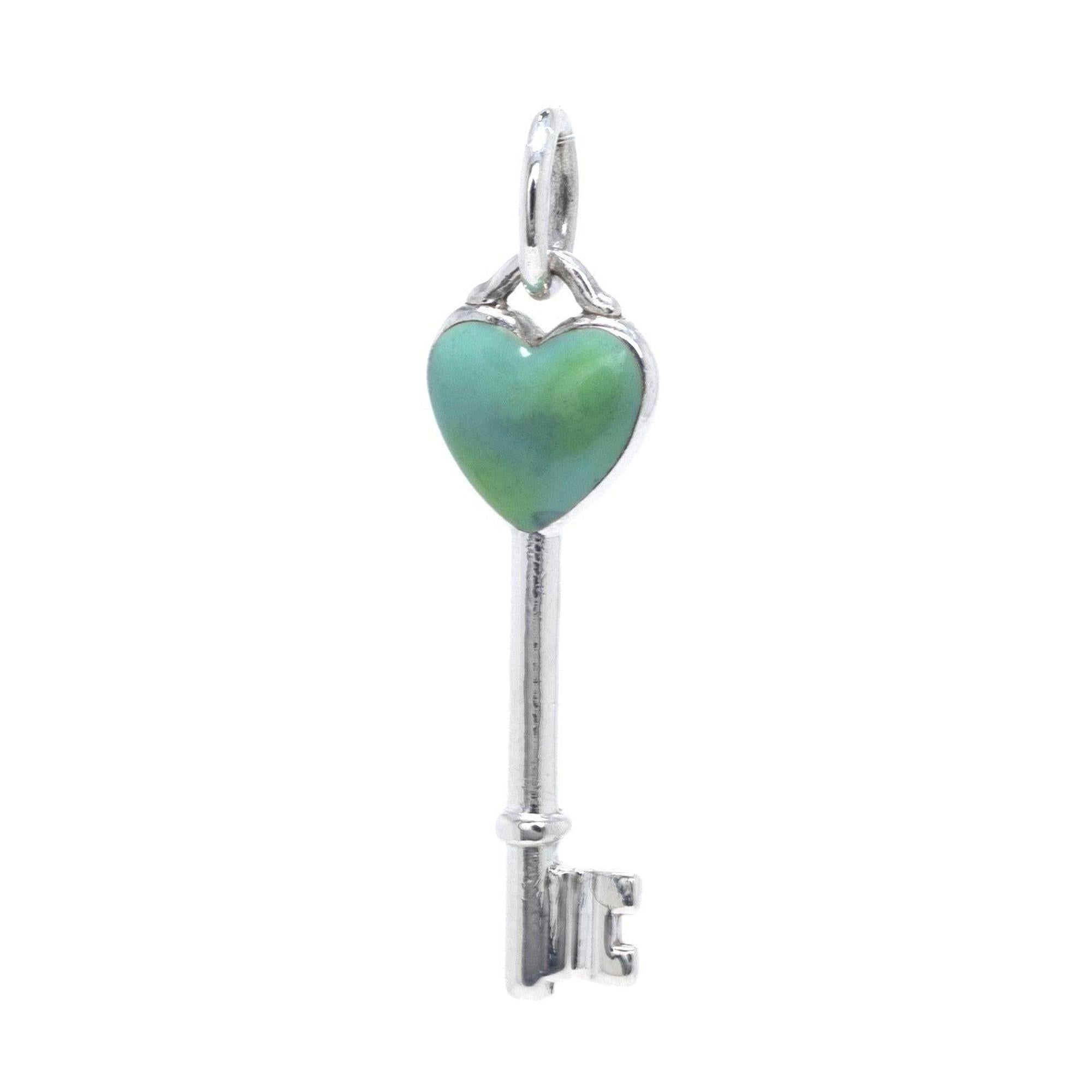 Tiffany & Co. Mini Heart Key Pendant with Blue Enamel