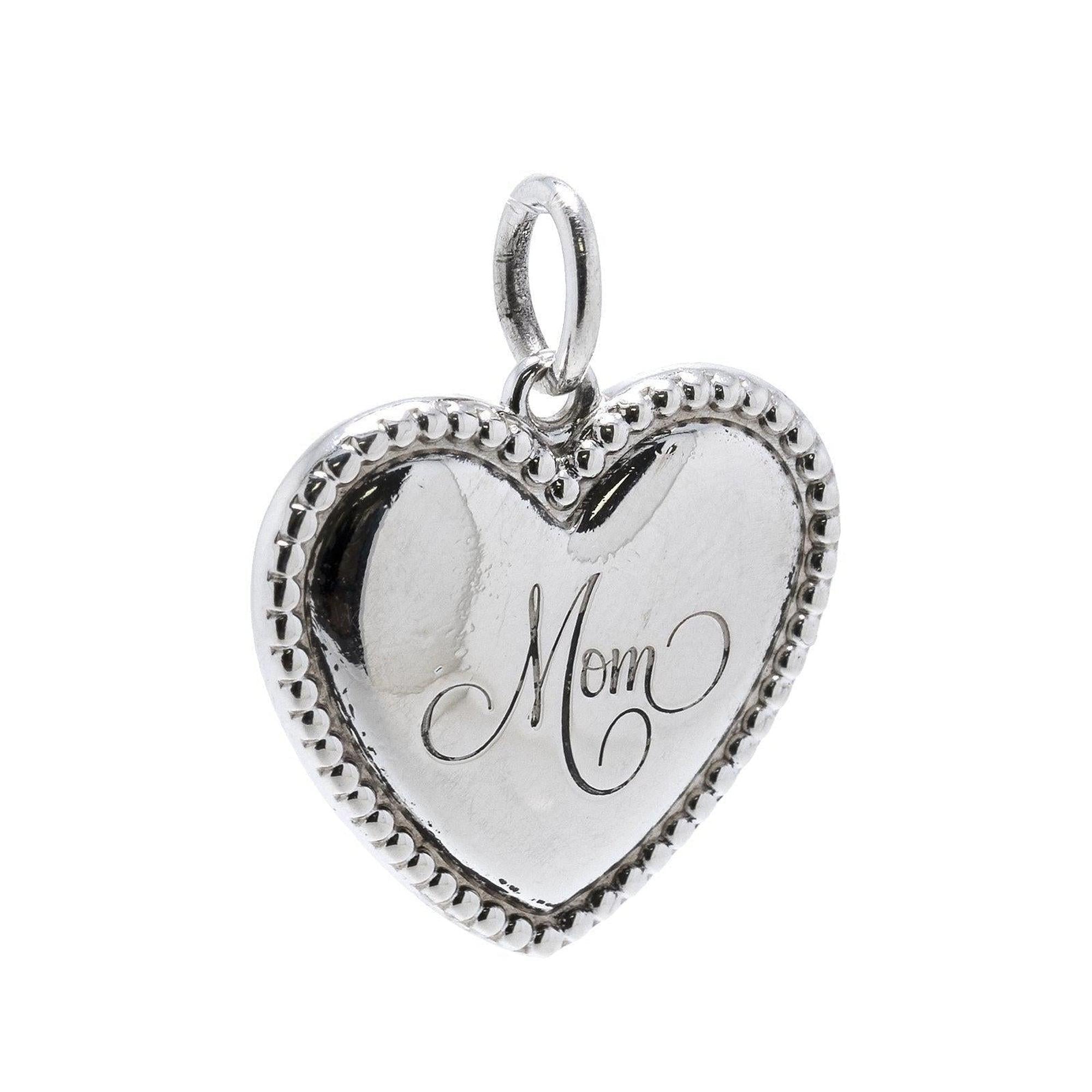 Tiffany & Co. 'Mom' Beaded Edge Heart Charm