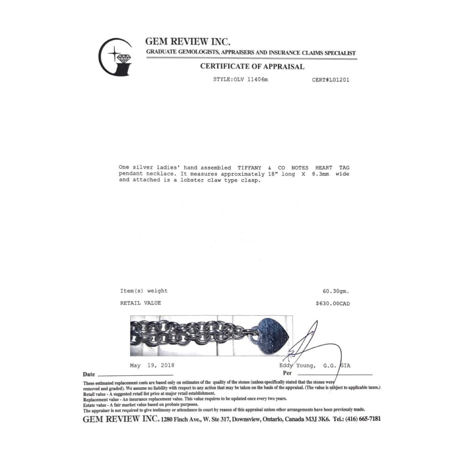 Tiffany & Co. Notes Heart Tag Necklace