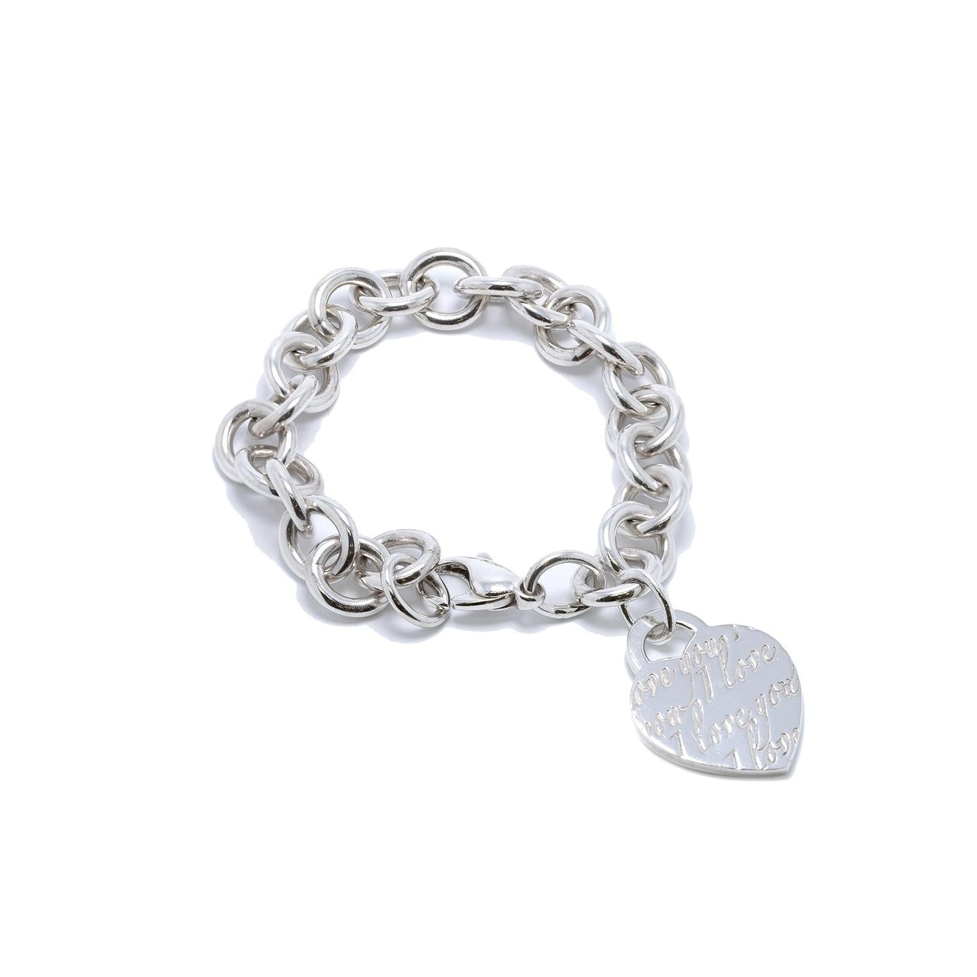 Tiffany & Co. Notes 'I Love You' Heart Tag Charm Bracelet