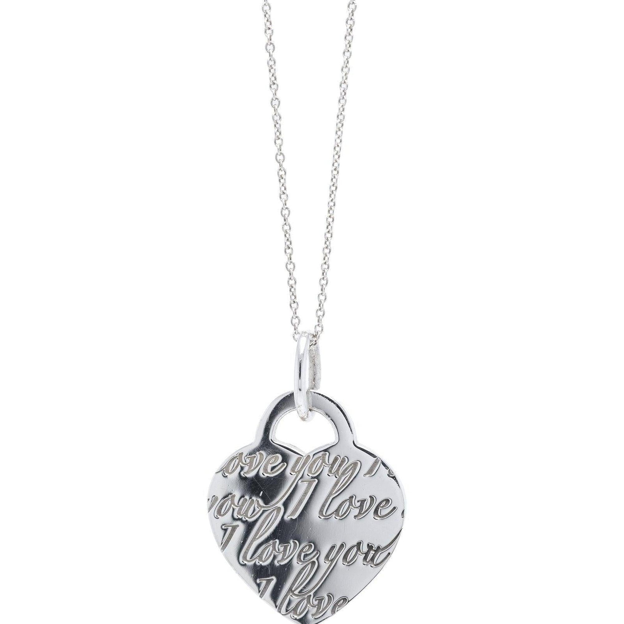 Tiffany & Co. Notes "I Love You" Heart Tag Pendant Necklace